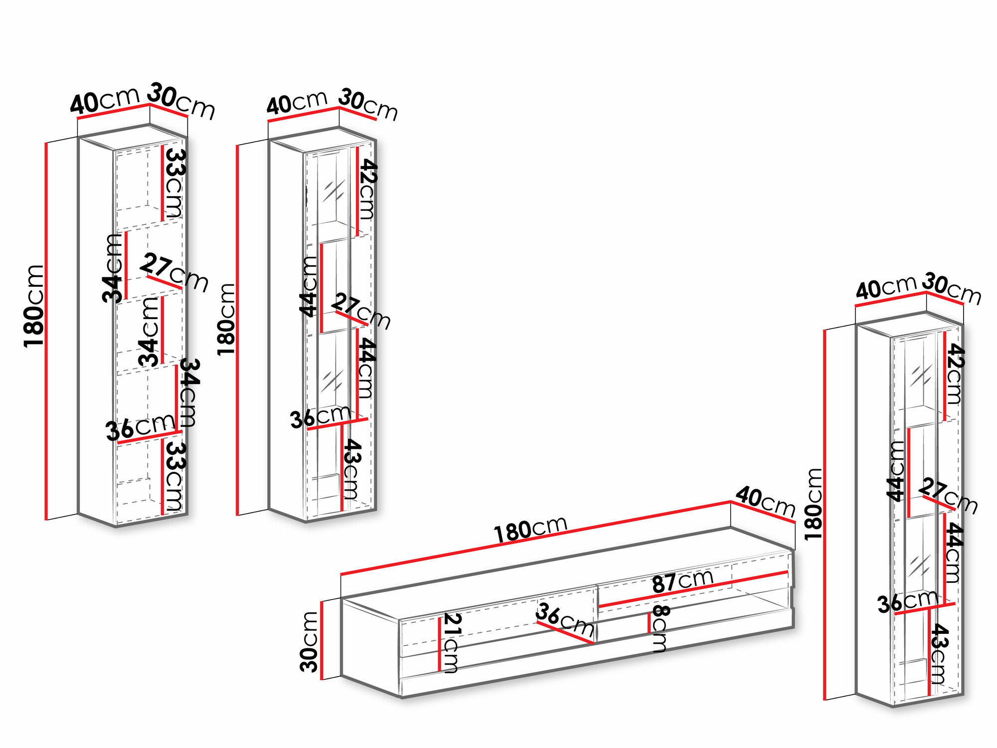 Dnevni boravak Venenou 116 (Bijela + Sjajno bijela)