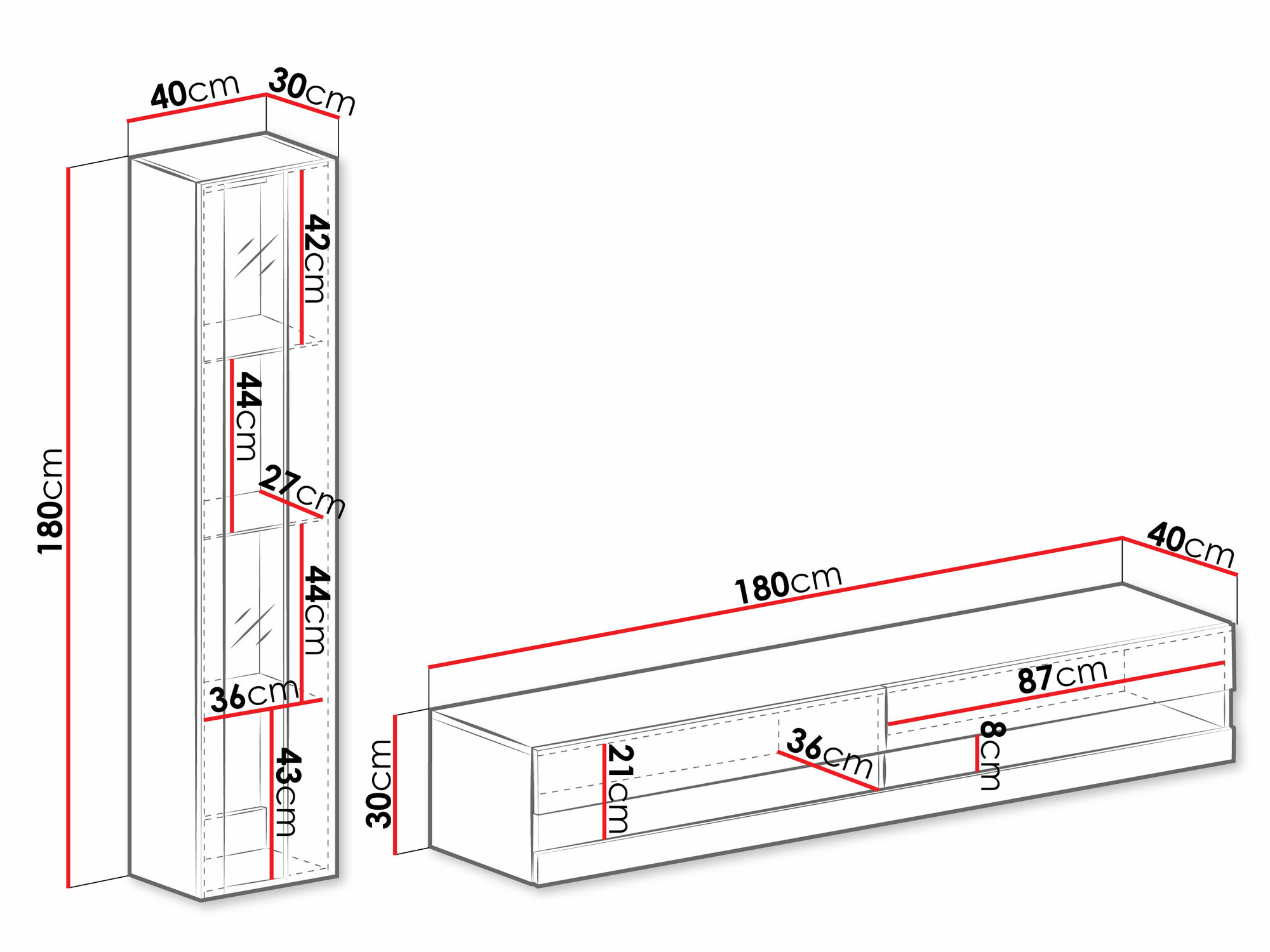 Dnevni boravak Venenou 118 (Crna + Sjajno crna)