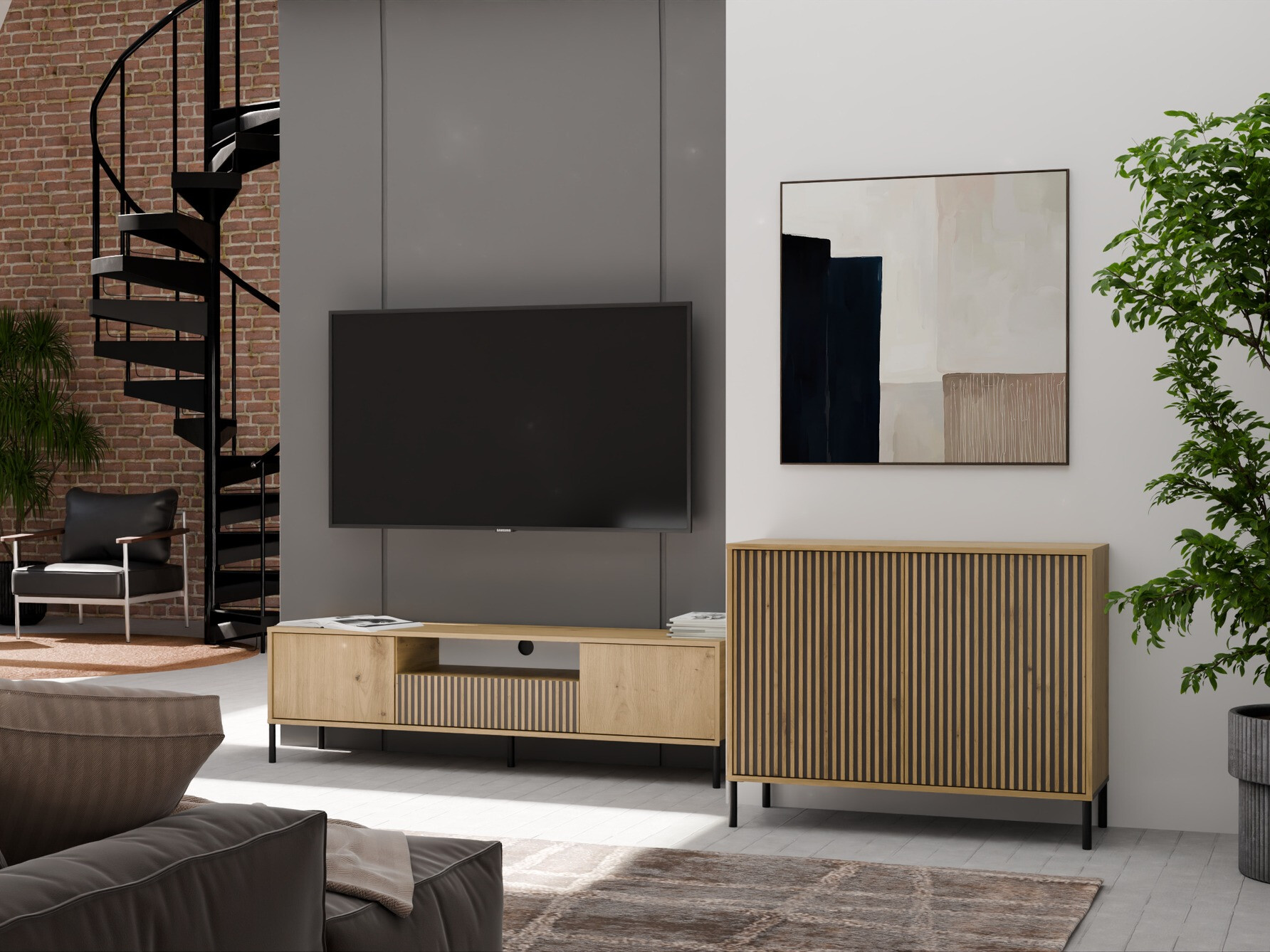 Ormarić Orlsone 108 (Crna + Hrast Artisan)