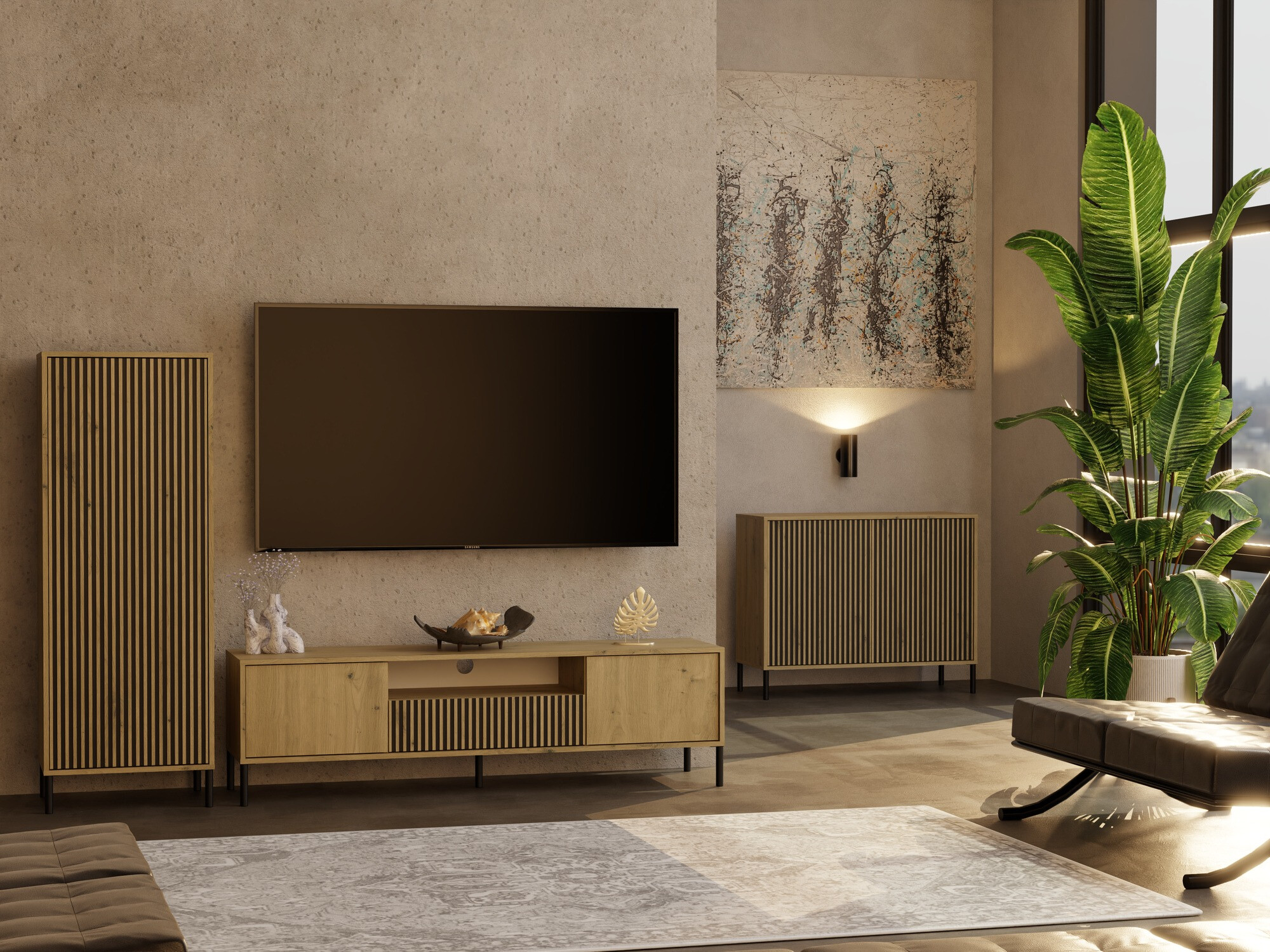 Ormarić Orlsone 108 (Crna + Hrast Artisan)