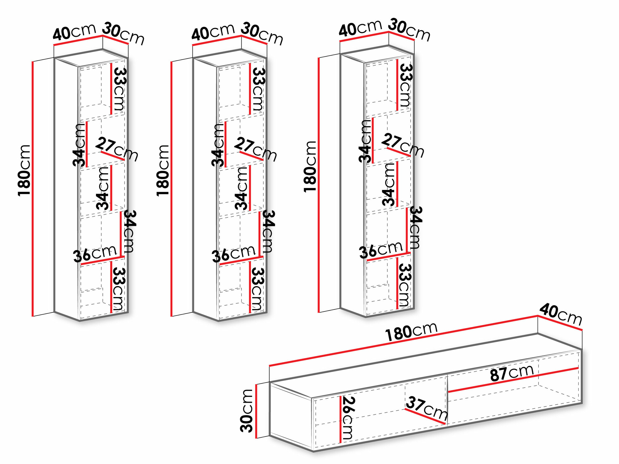 Set za dnevni boravak Venenou 100 (Bijela + Sjajno bijela)