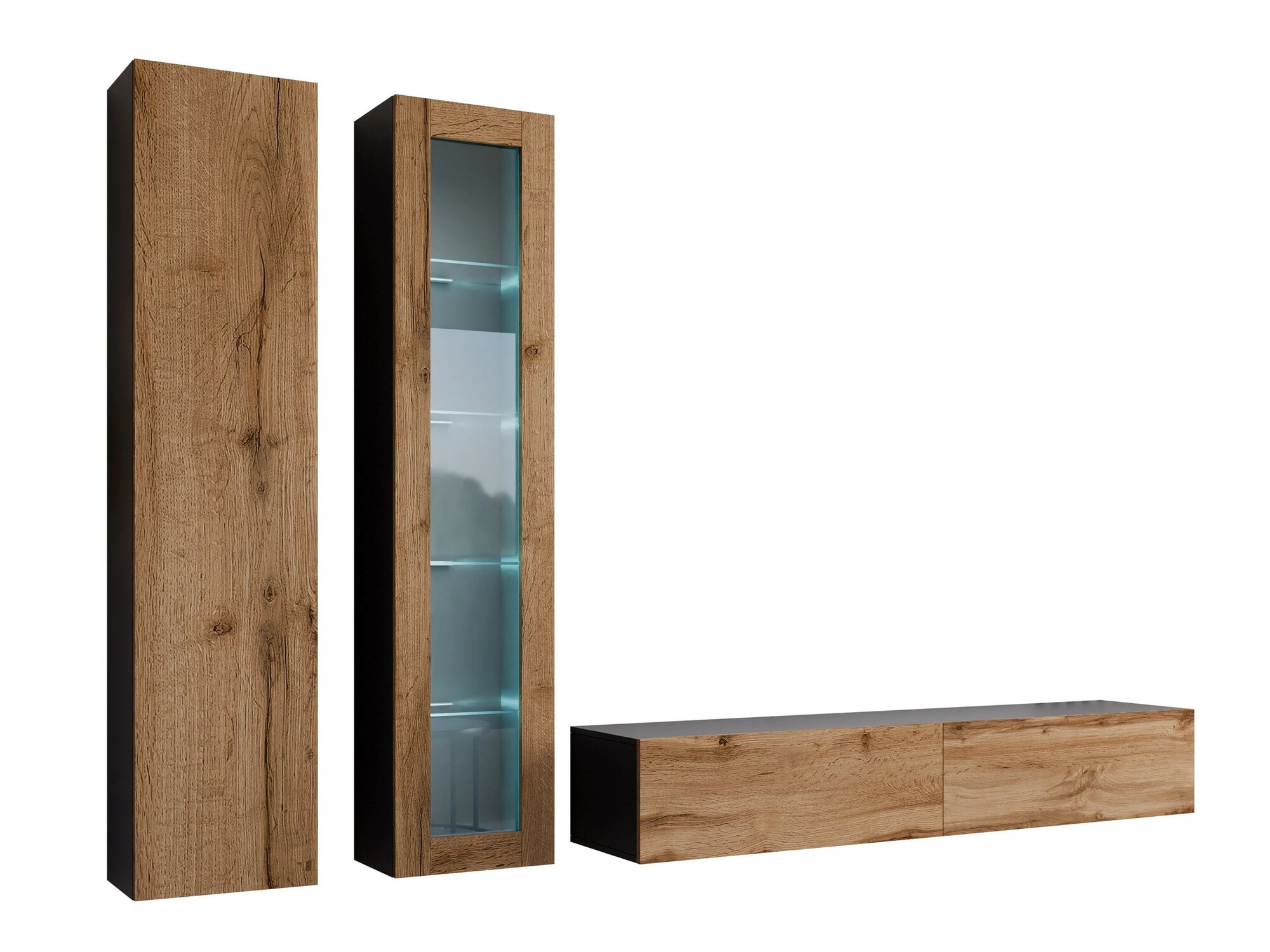 Set za dnevni boravak Venenou 102 (Crna + Hrast Wotan)