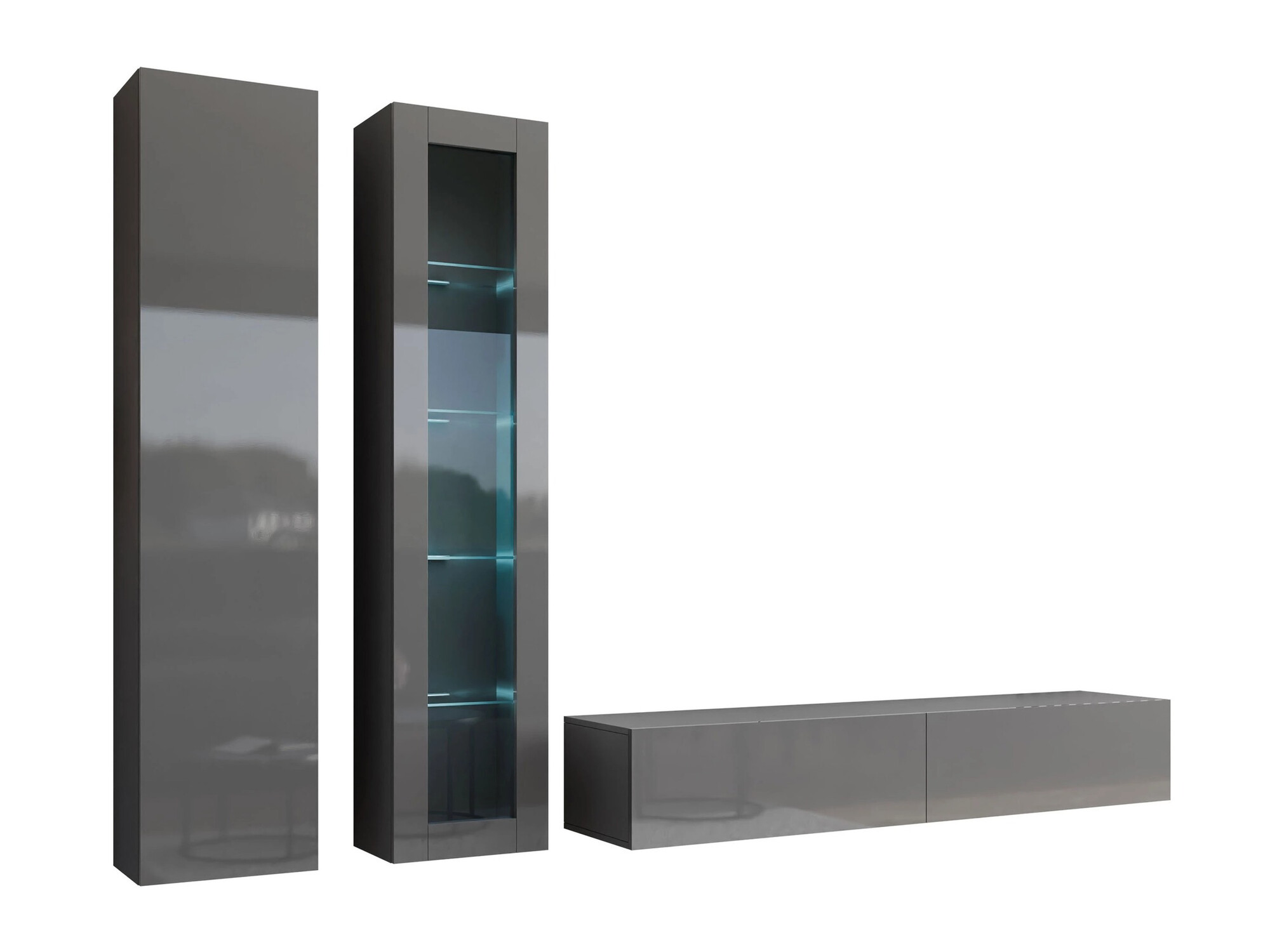 Set za dnevni boravak Venenou 102 (Siva + Sjajno sivo)