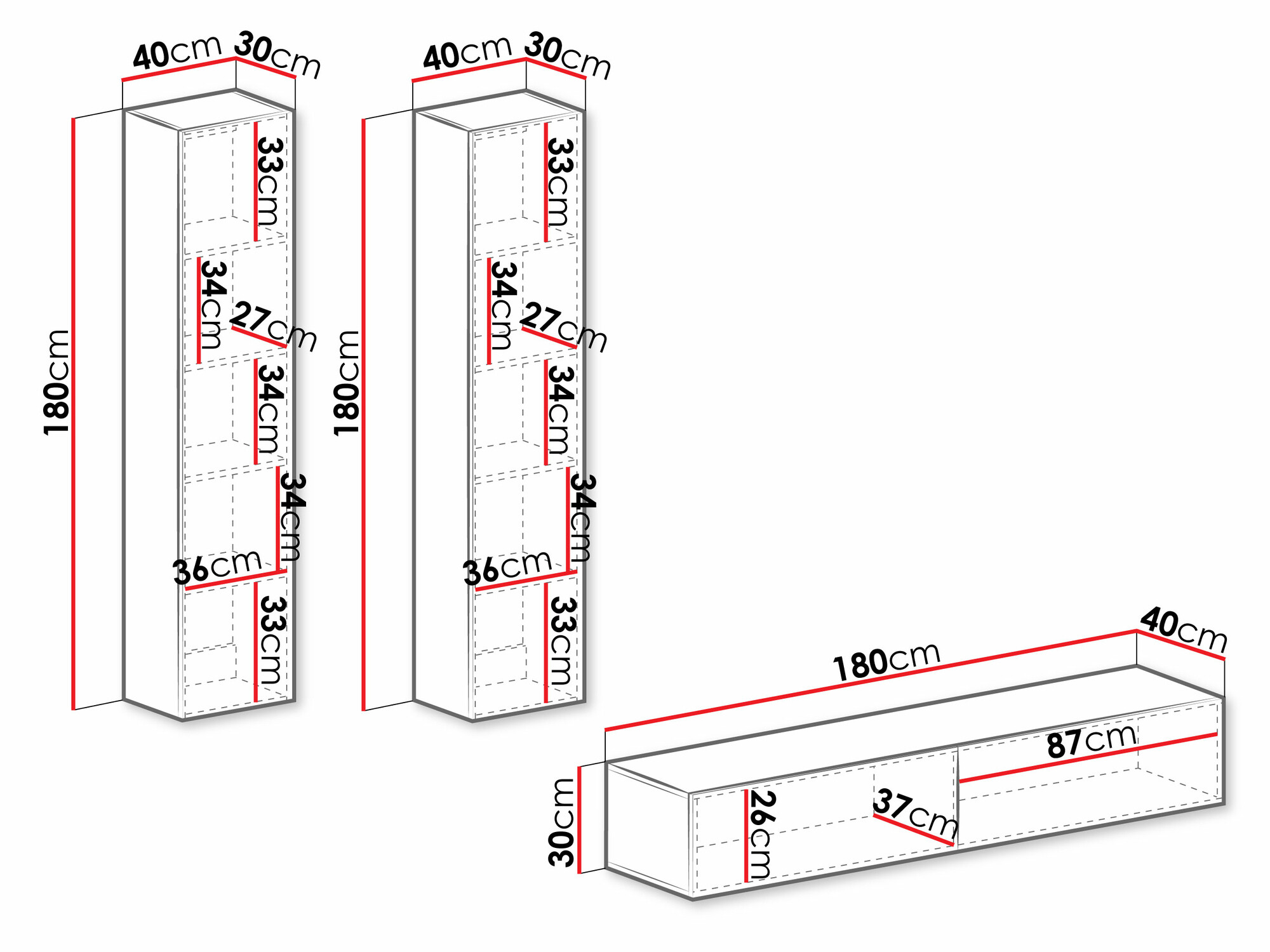 Set za dnevni boravak Venenou 103 (Bijela + Sjajno bijela)