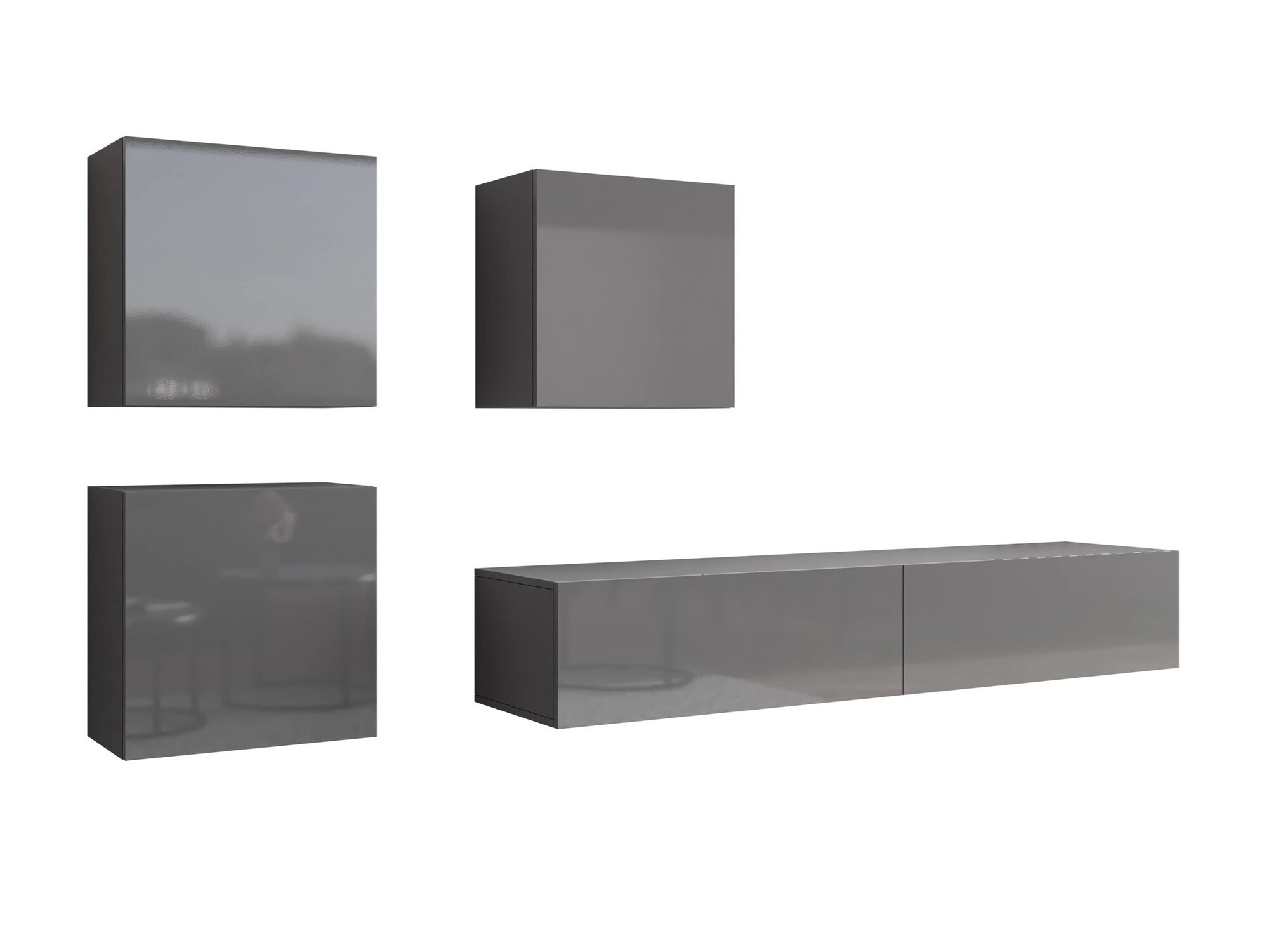 Set za dnevni boravak Venenou 109 (Siva + Sjajno sivo)