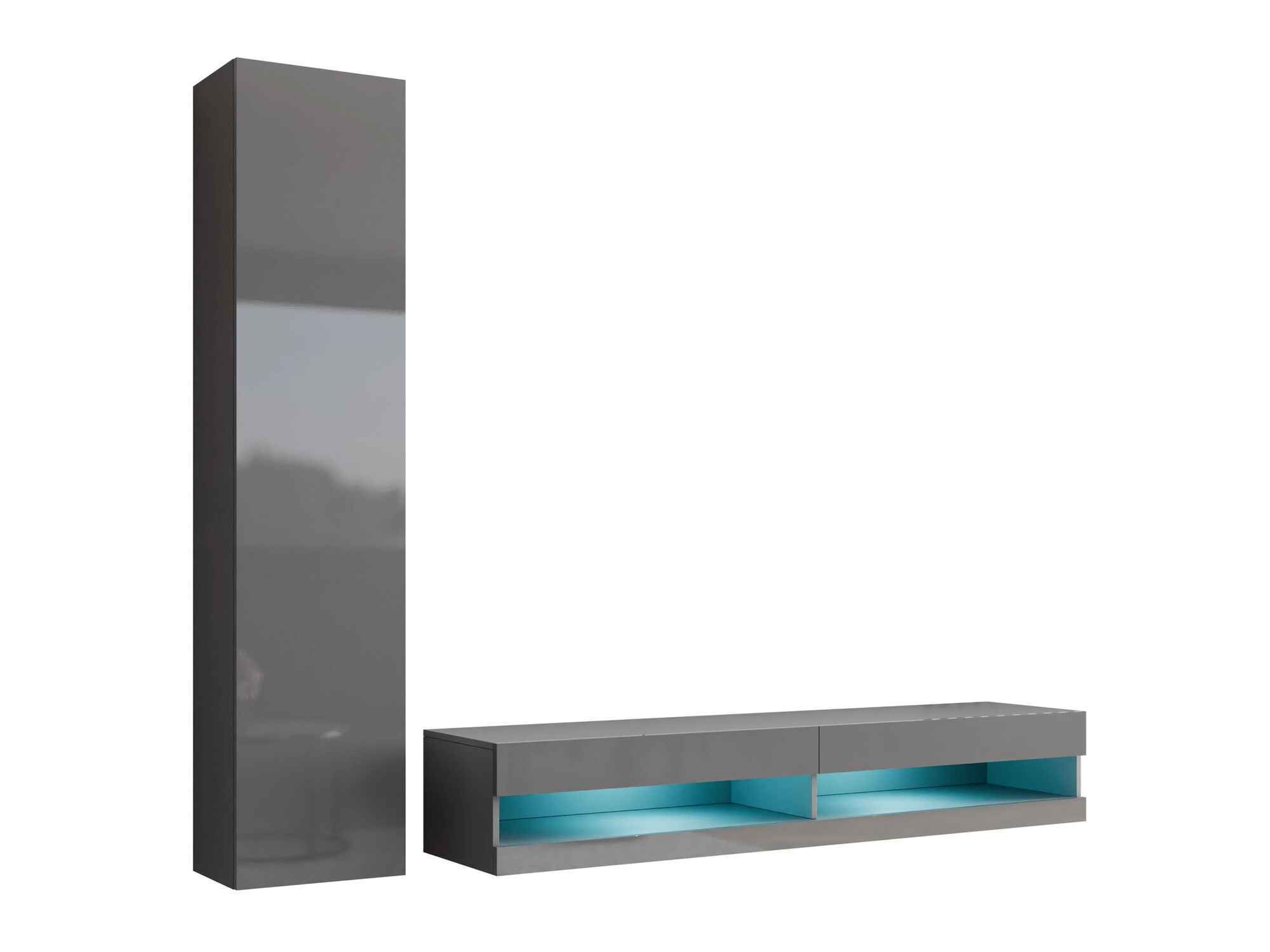 Set za dnevni boravak Venenou 114 (Siva + Sjajno sivo)