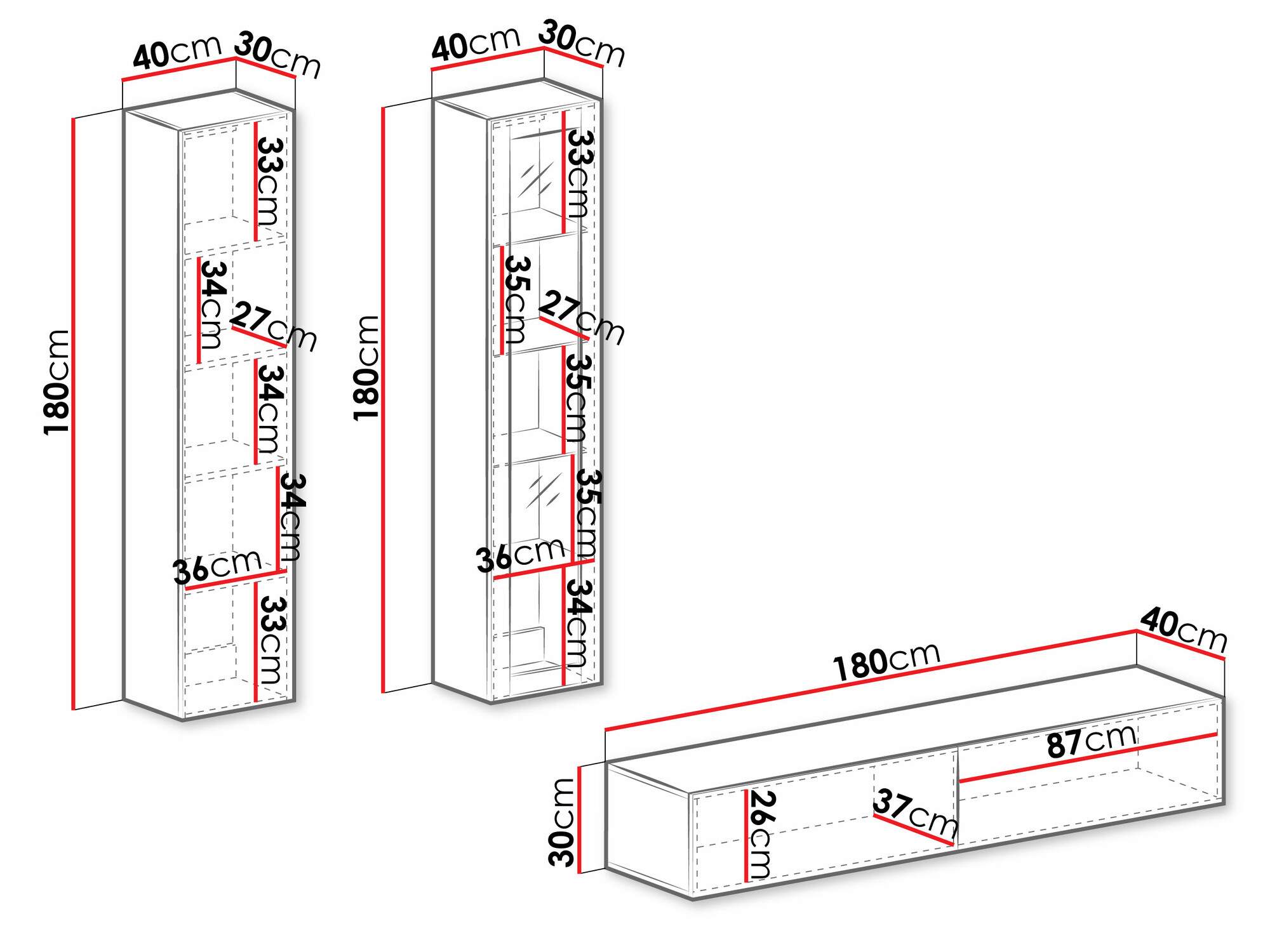 Set za dnevni boravak Vilrin I (Bijela + Sjajno bijela)