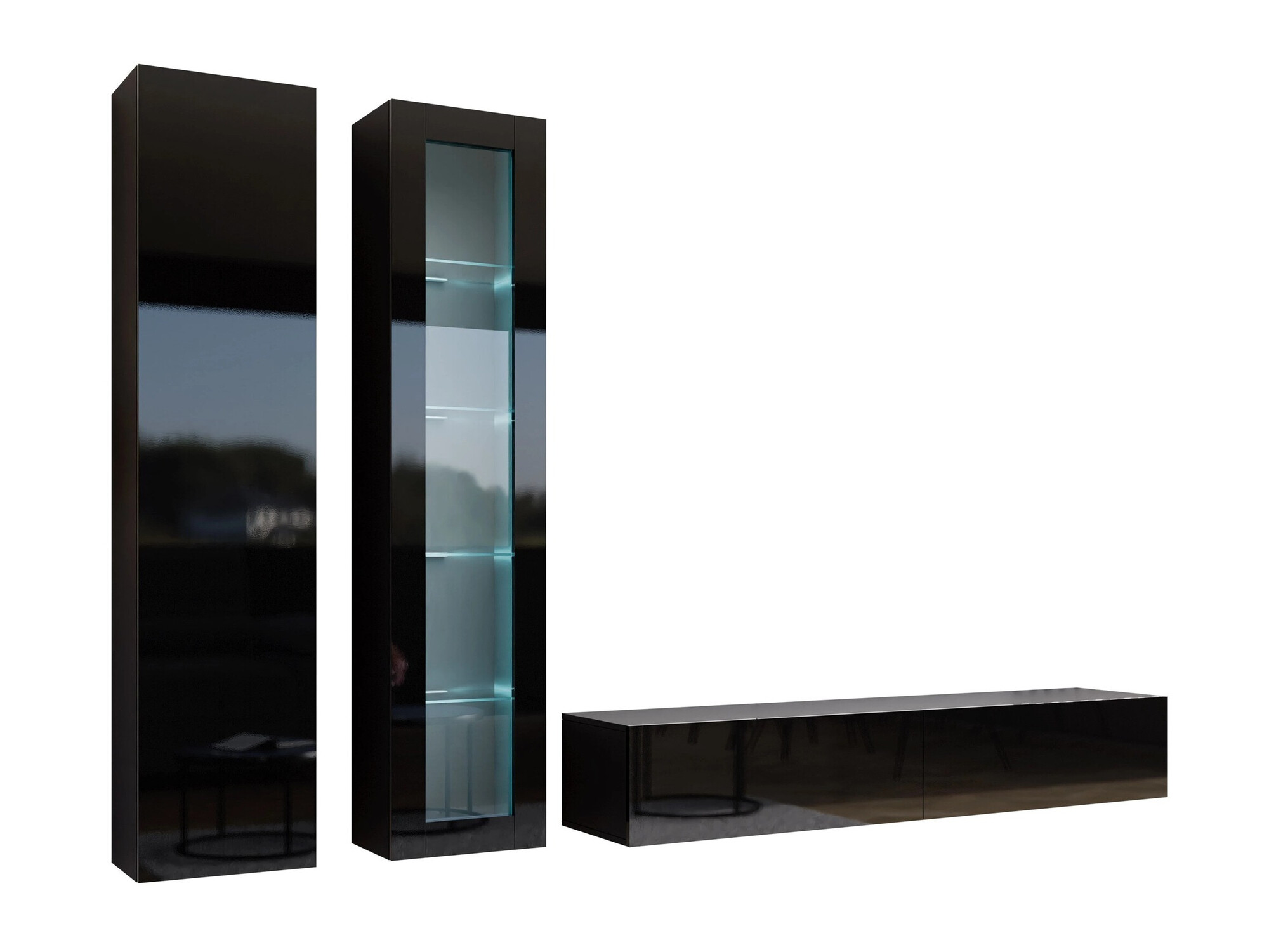 Set za dnevni boravak Vilrin I (Crna + Sjajno crna)