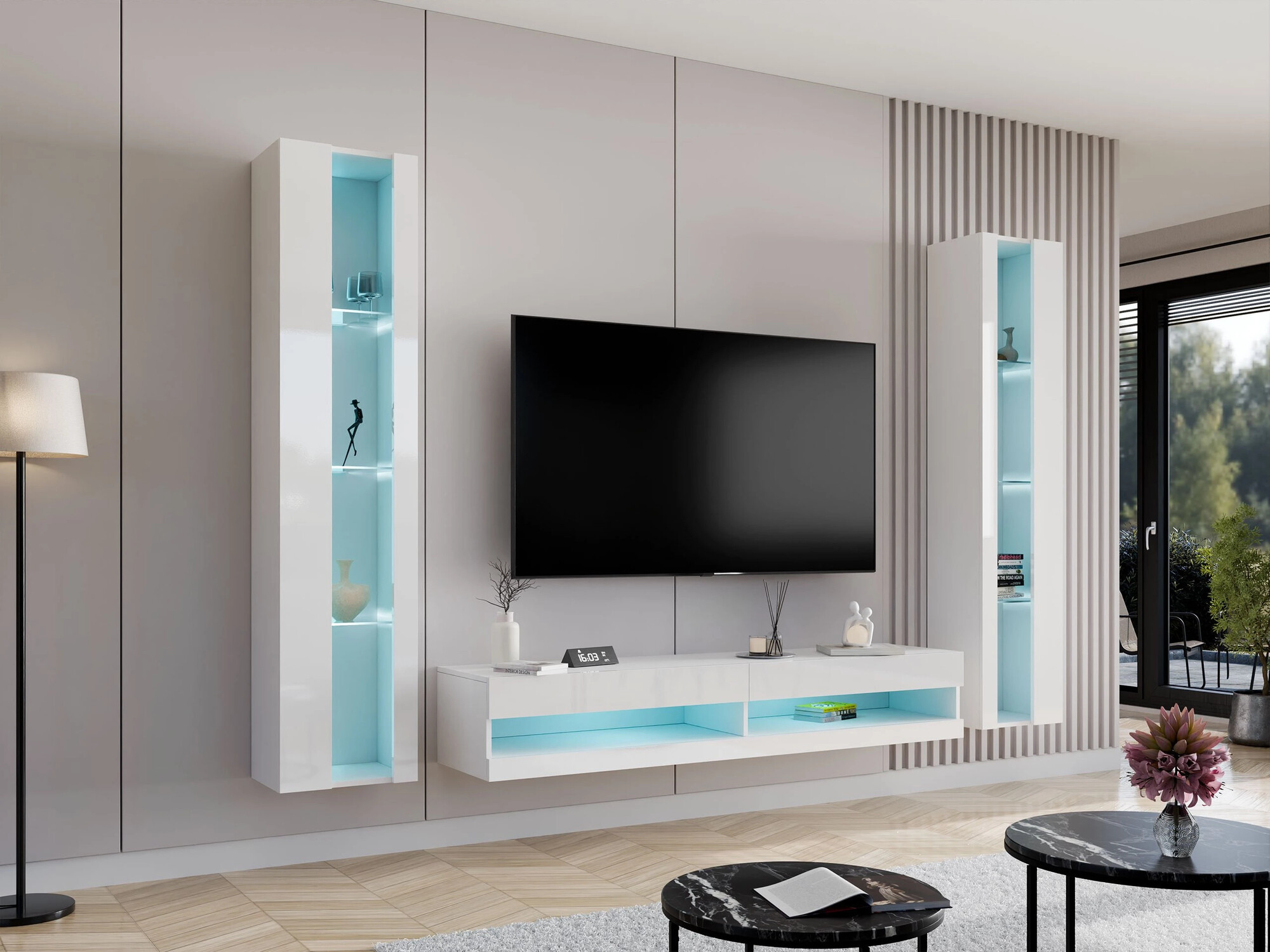 TV stol Venenou 120 (Bijela + Sjajno bijela)