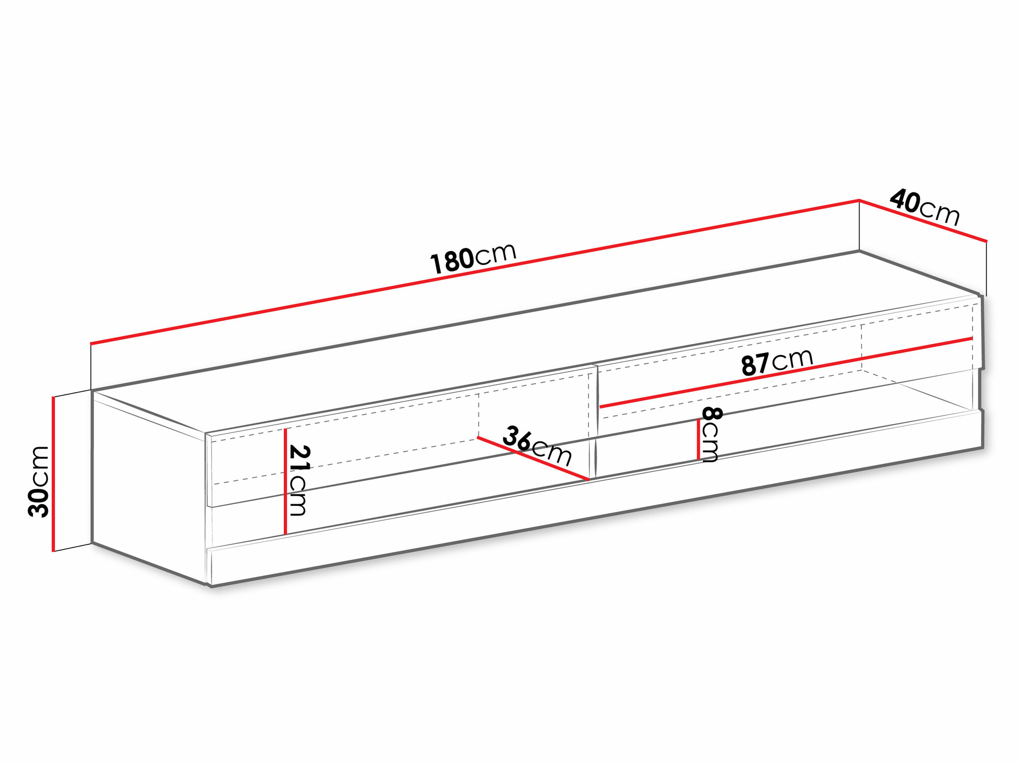 TV stol Venenou 120 (Crna + Sjajno crna)