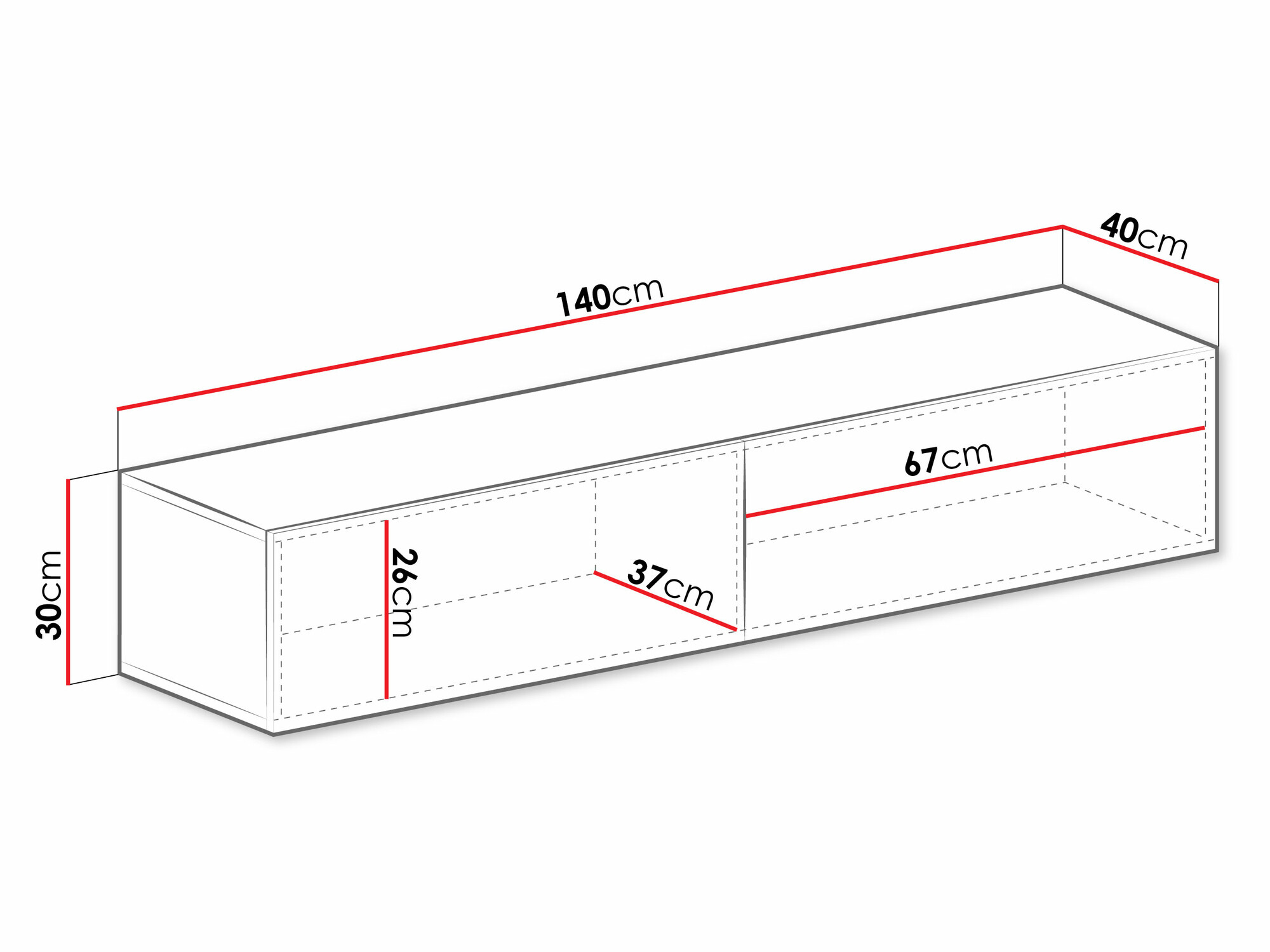 TV stol Venenou 125 (Crna + Sjajno crna)