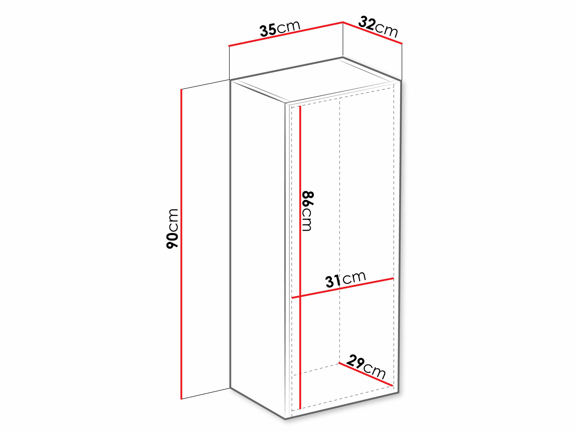 Zidni ormarić Vilrin VI (Bijela + Sjajno bijela)