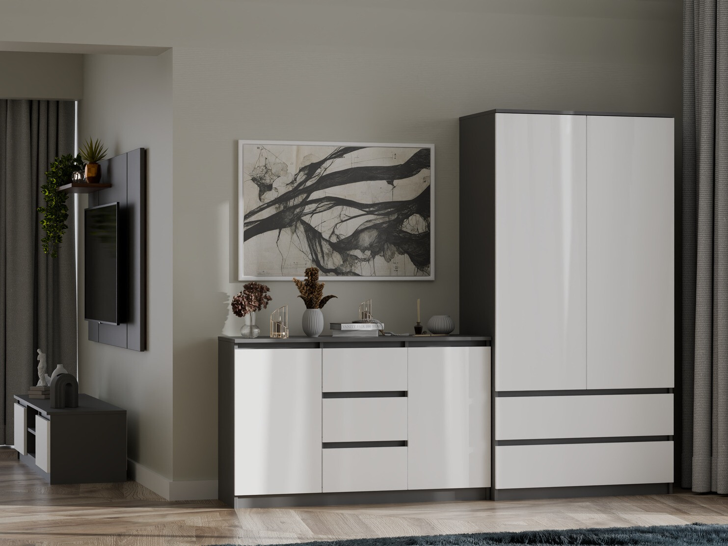 Ormar Elbvelu 116 (Bijela + Antracit)
