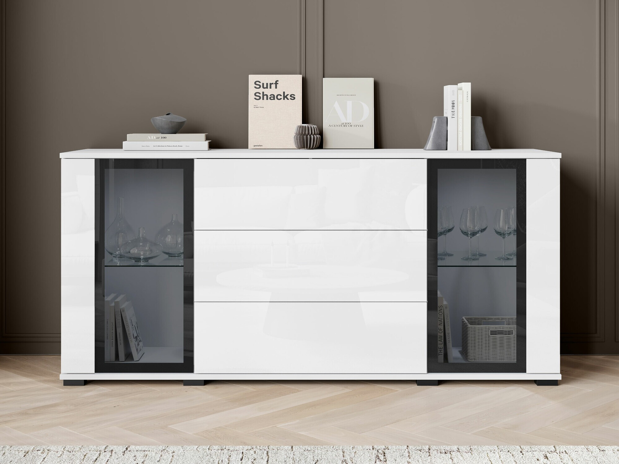 Komoda Torcame 101 (Bijela + Sjajno bijela)