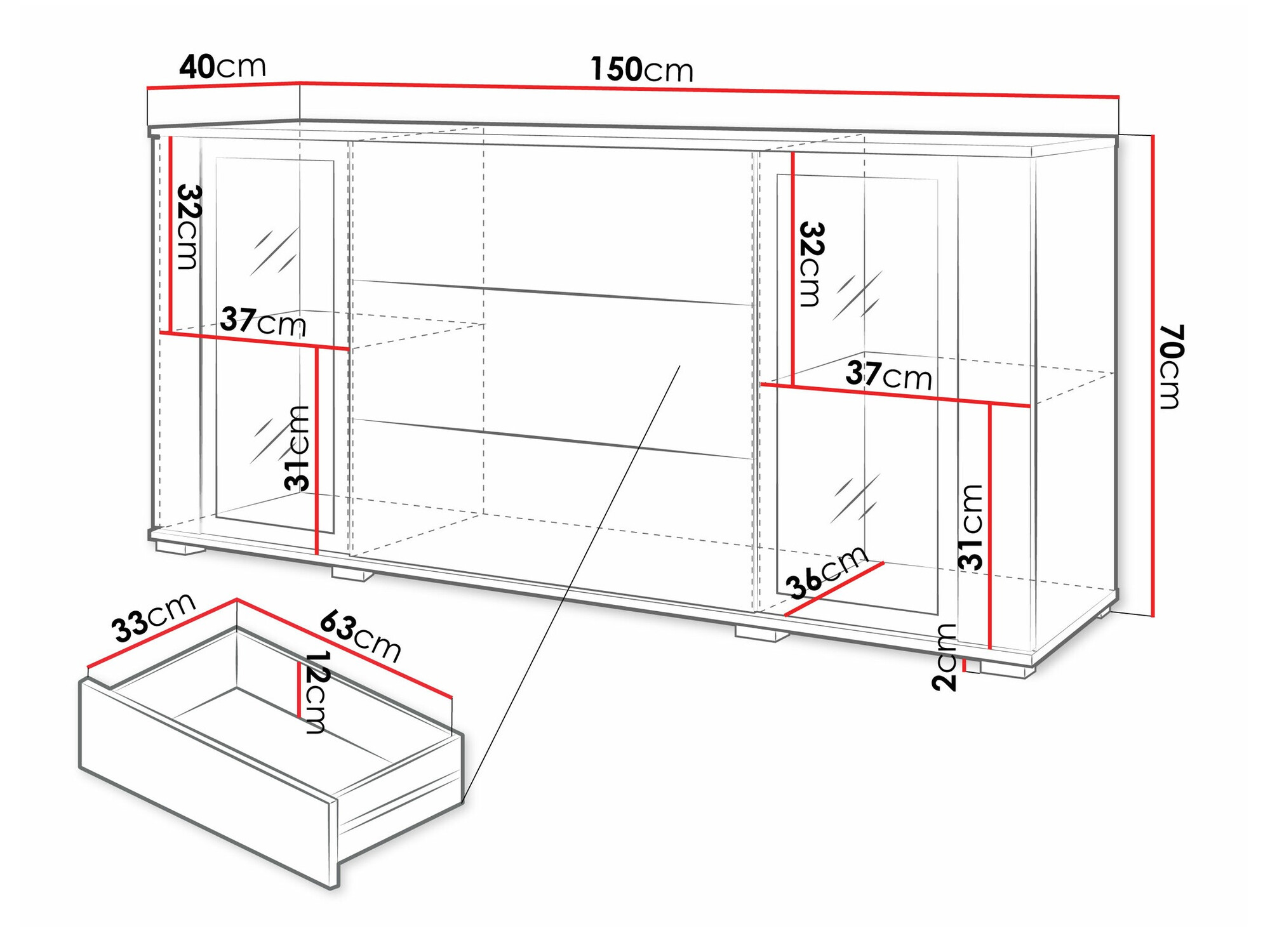 Komoda Torcame 101 (Bijela + Sjajno bijela)