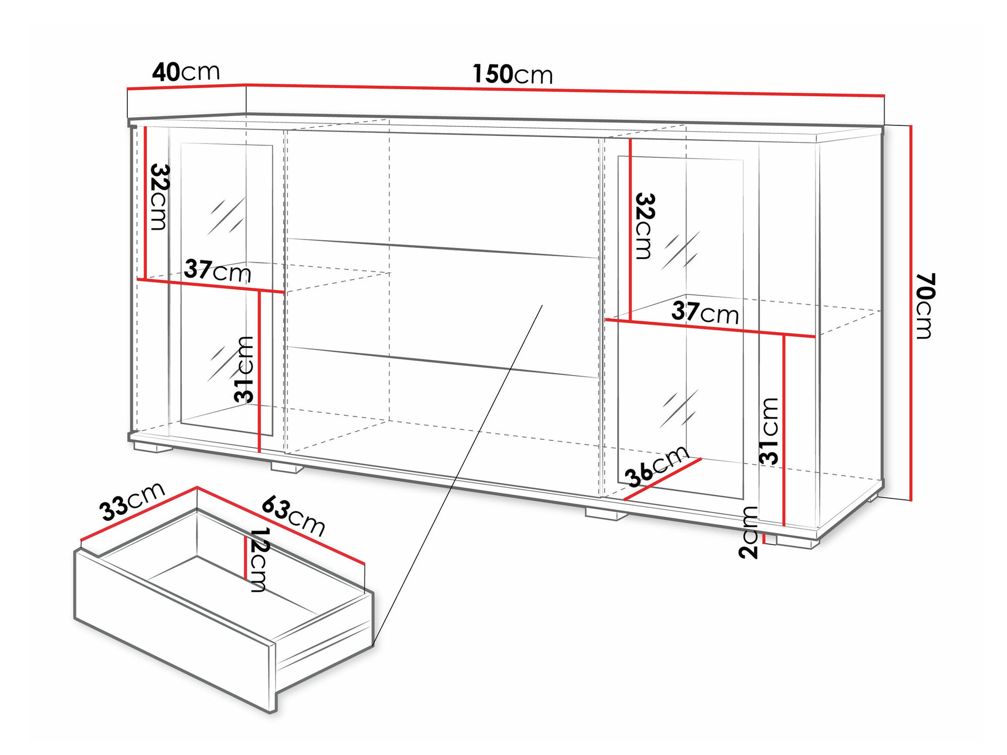 Komoda Torcame 101 (Crna)