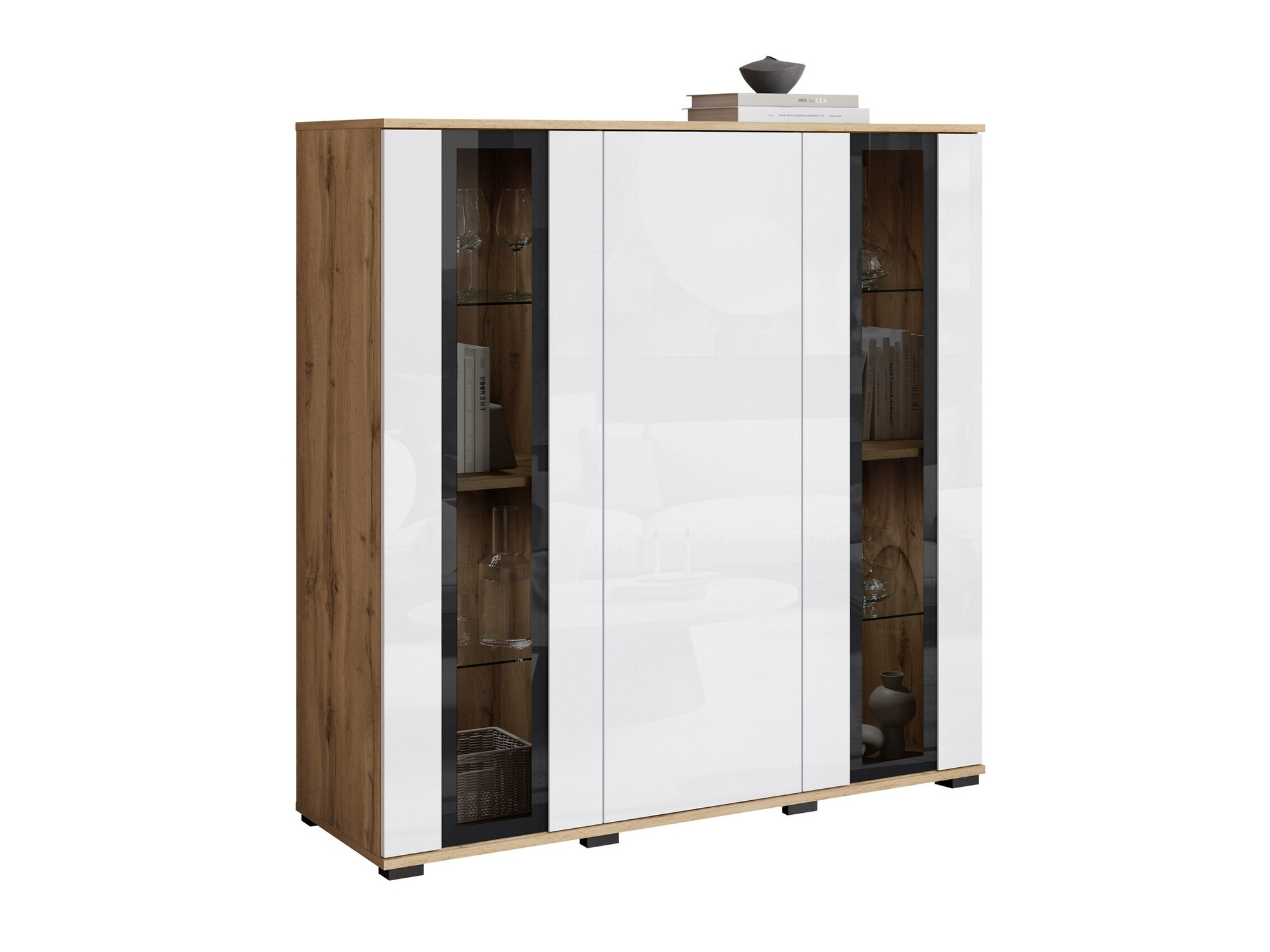 Ormarić Torcame 100 (Hrast Wotan + Sjajno bijela)