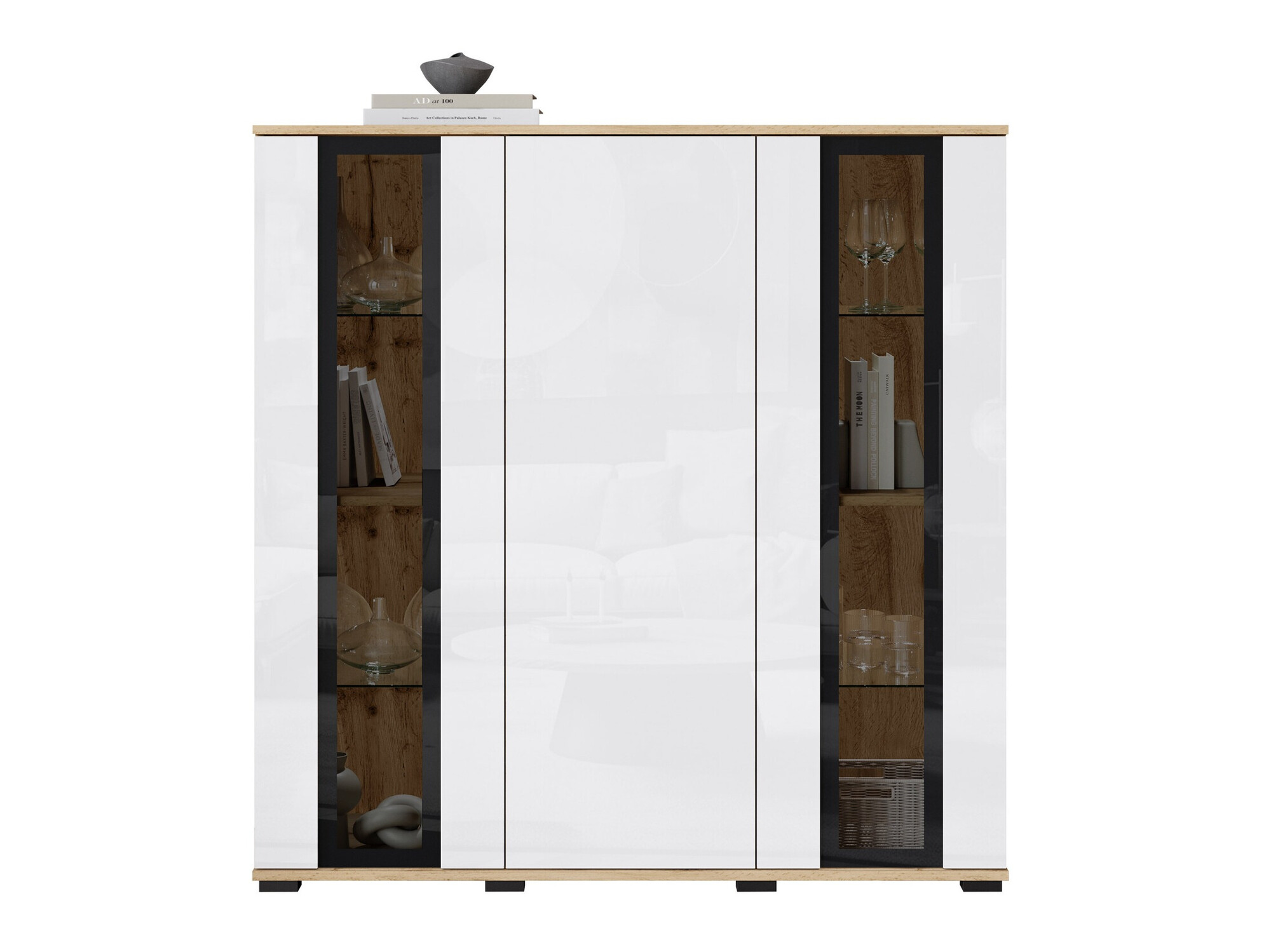 Ormarić Torcame 100 (Hrast Wotan + Sjajno bijela)