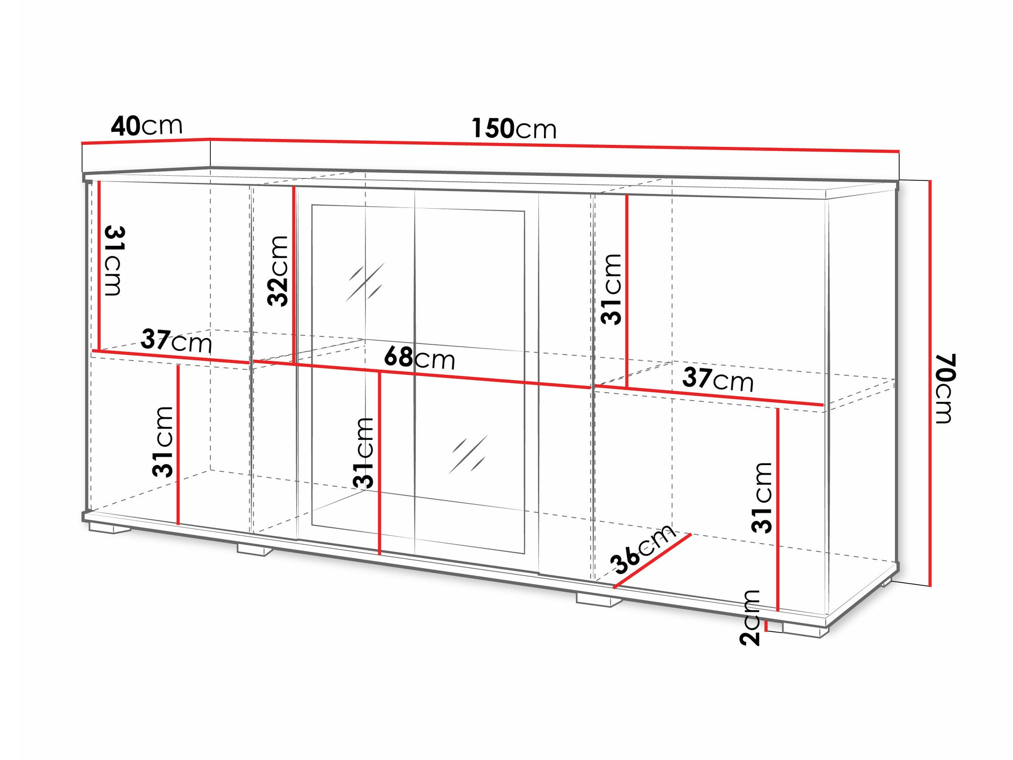 Ormarić Torcame 102 (Hrast Wotan + Sjajno bijela)