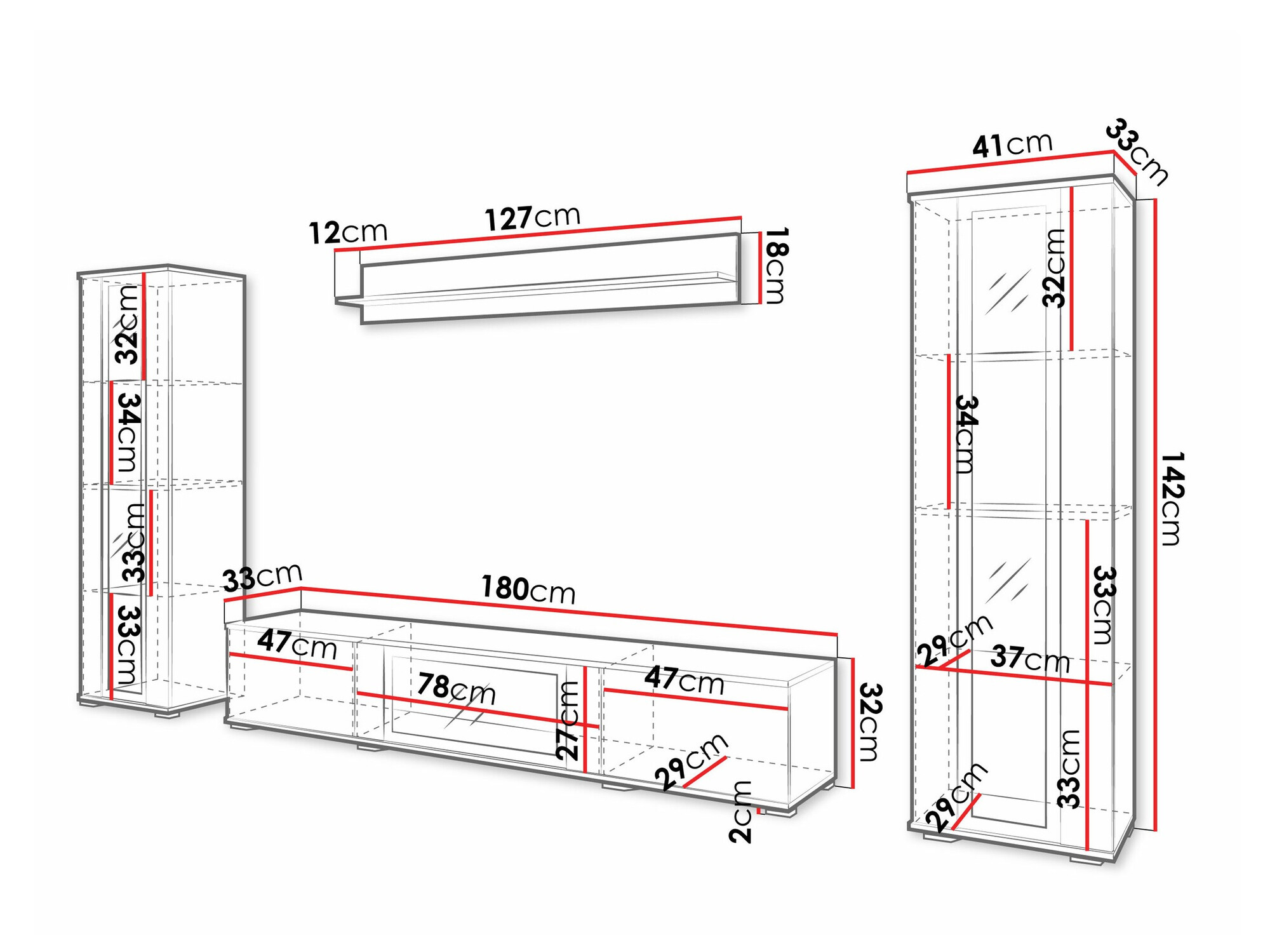 Set za dnevni boravak Torcame 103 (Bijela + Sjajno bijela)