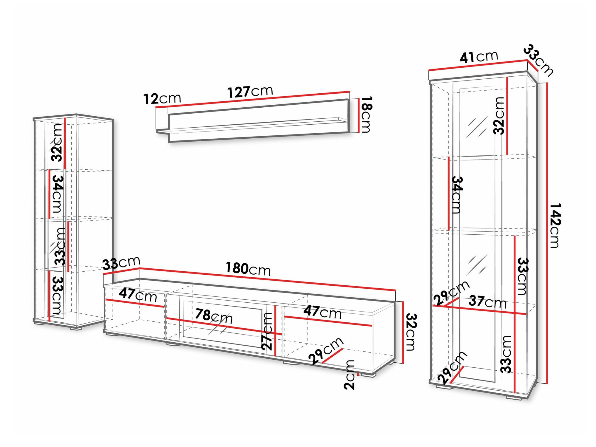 Set za dnevni boravak Torcame 103 (Hrast Wotan + Sjajno bijela)