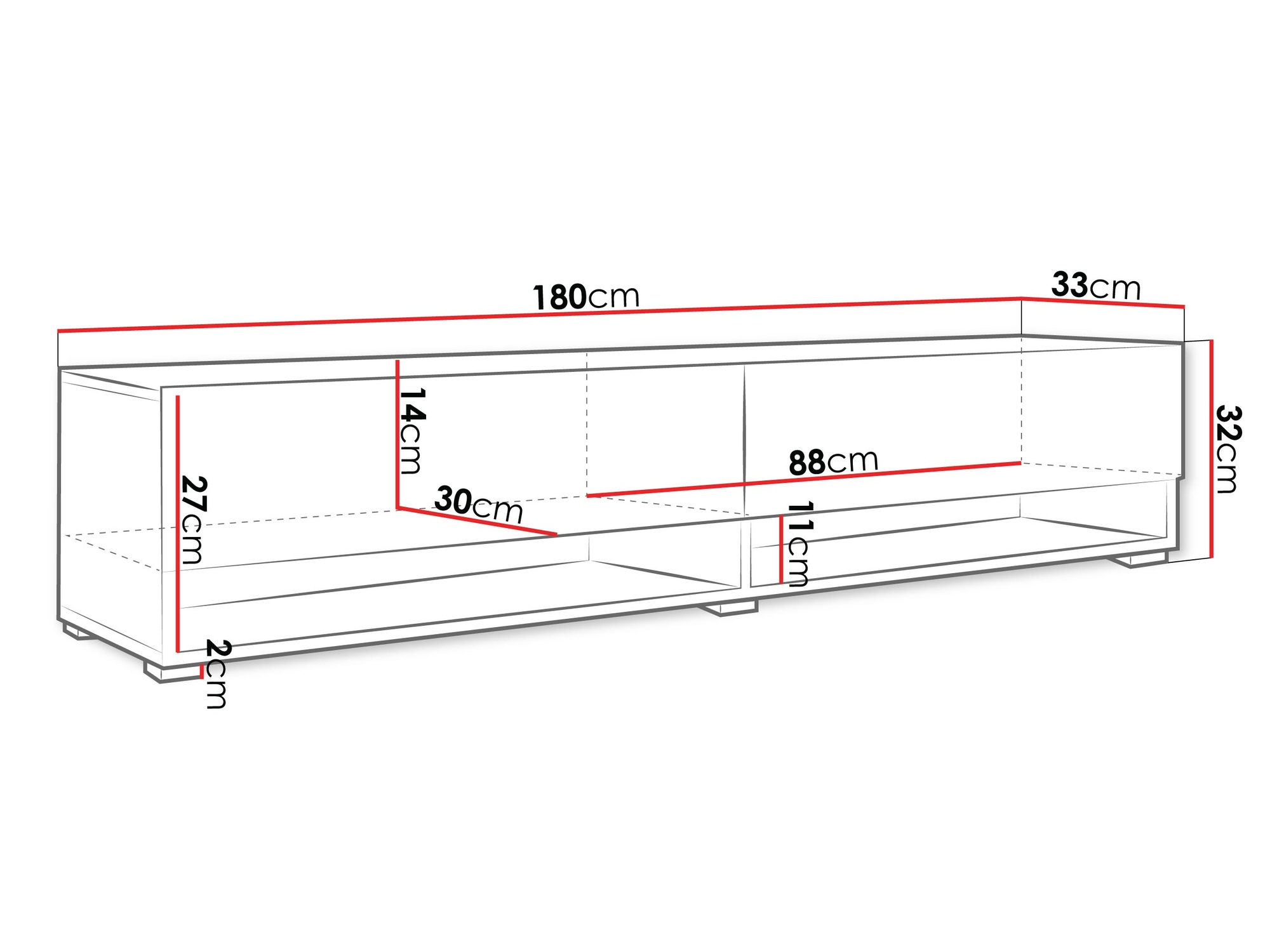 TV stol Sarasota 119 (Hrast Wotan + Sjajno bijela)