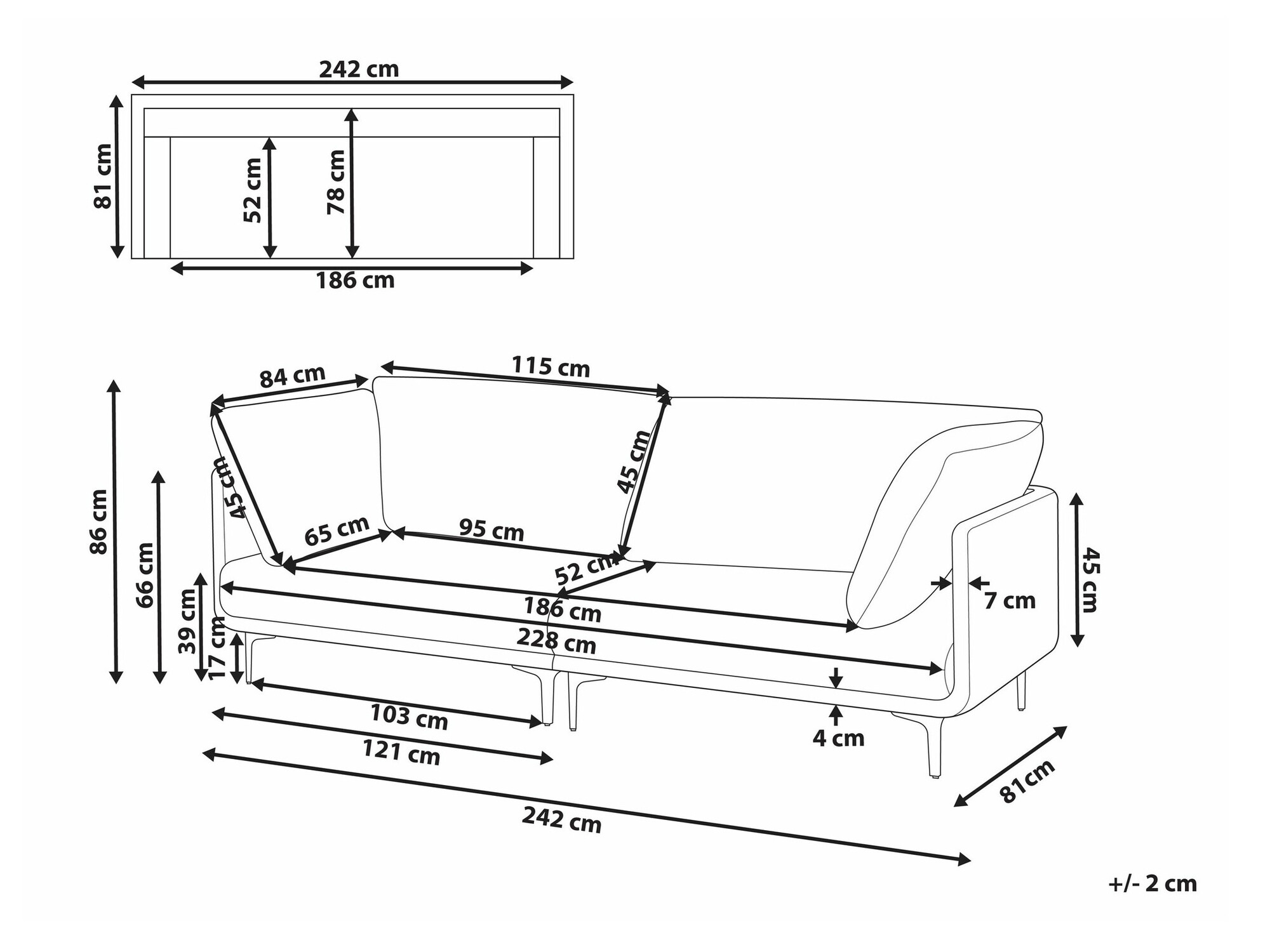 Kauč Berwyn 2692 (Crna)
