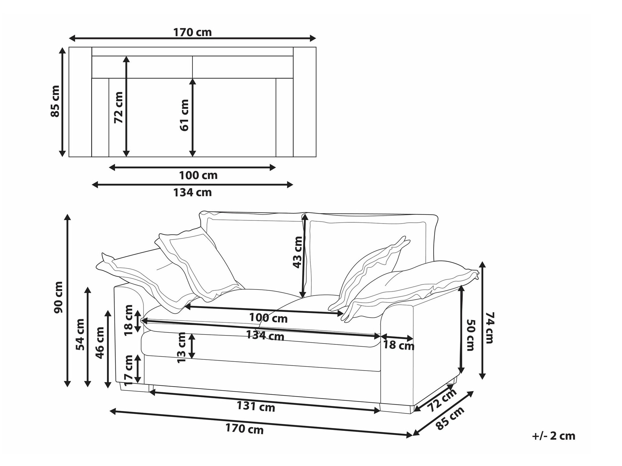 Kauč Berwyn 2693 (Smeđa)