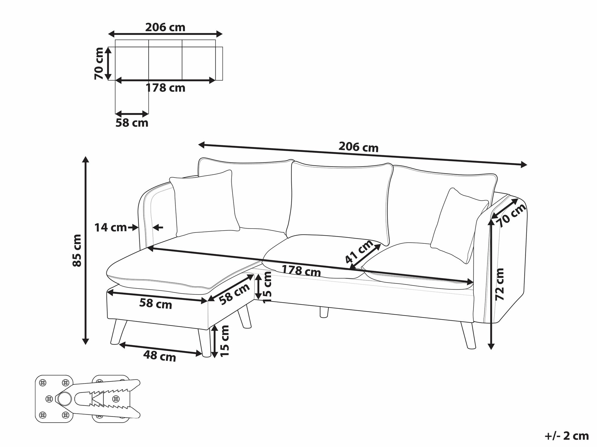 Tapecirani namještaj Berwyn 2696 (Bijela)