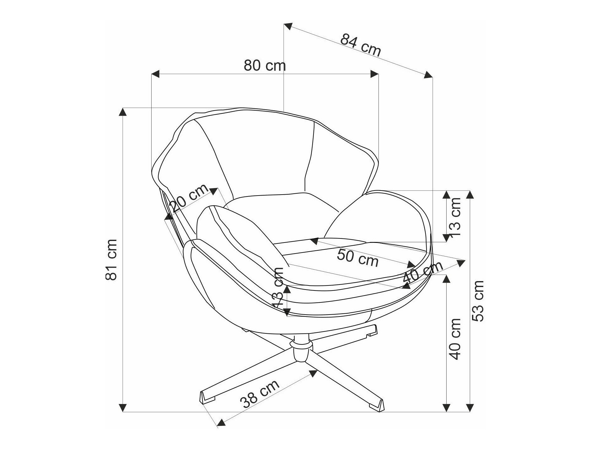 Fotelja Houston 1958 (Siva)
