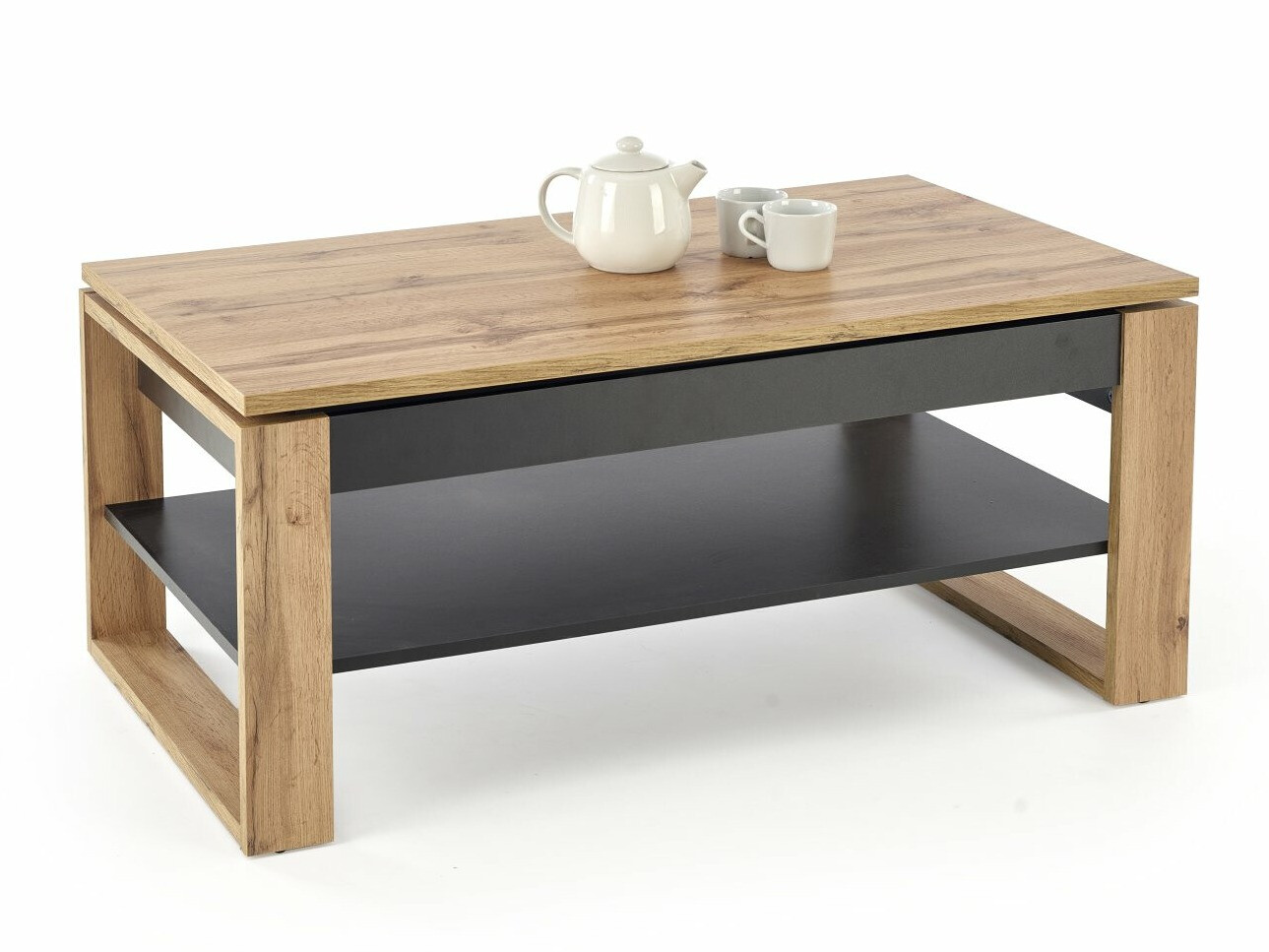 Transformirajući stolić za kavu Houston 1959 (Hrast Artisan + Crna)