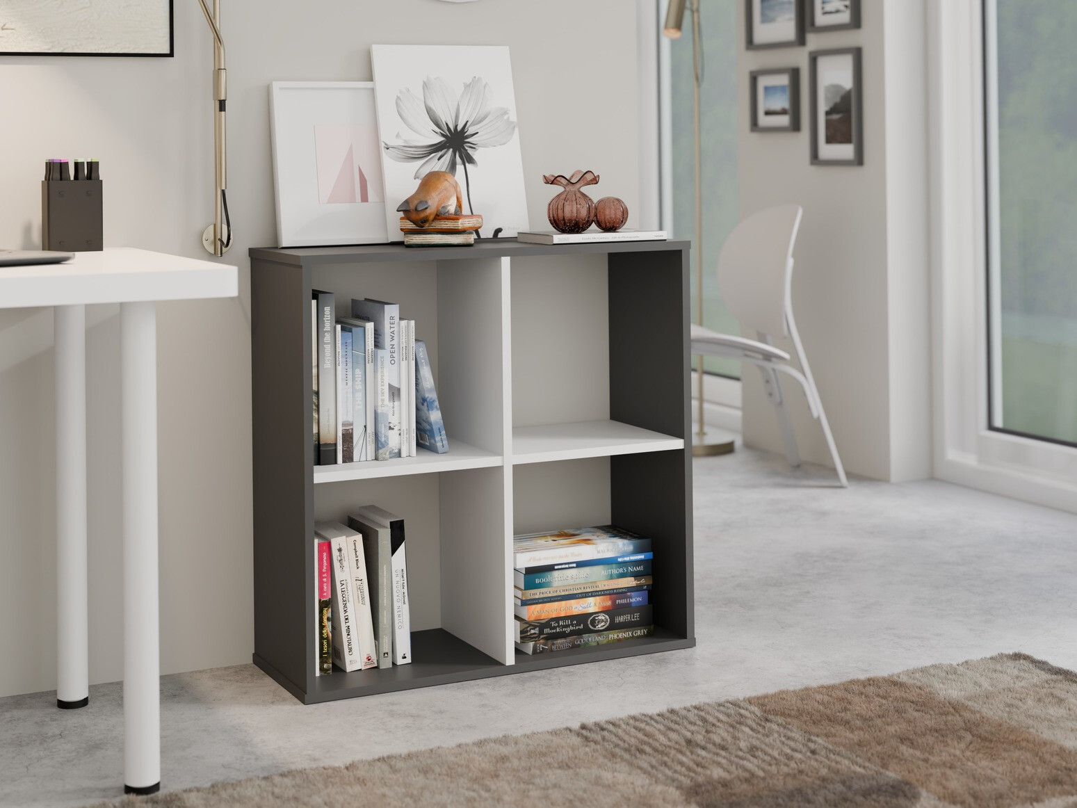 Polica Mandeville 285 (Bijela + Antracit)