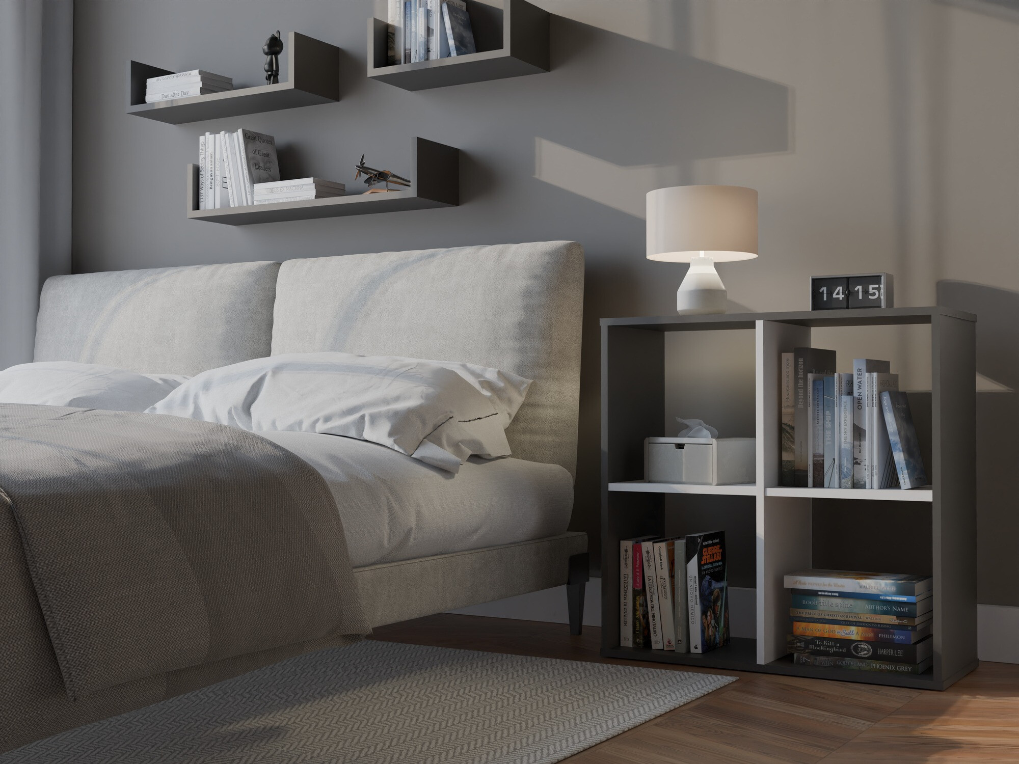 Polica Mandeville 285 (Bijela + Antracit)