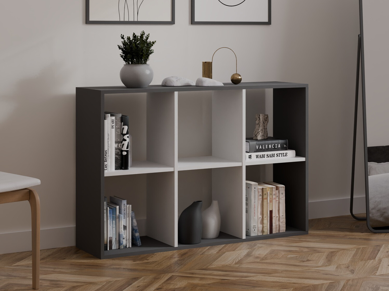 Polica Mandeville 287 (Bijela + Antracit)