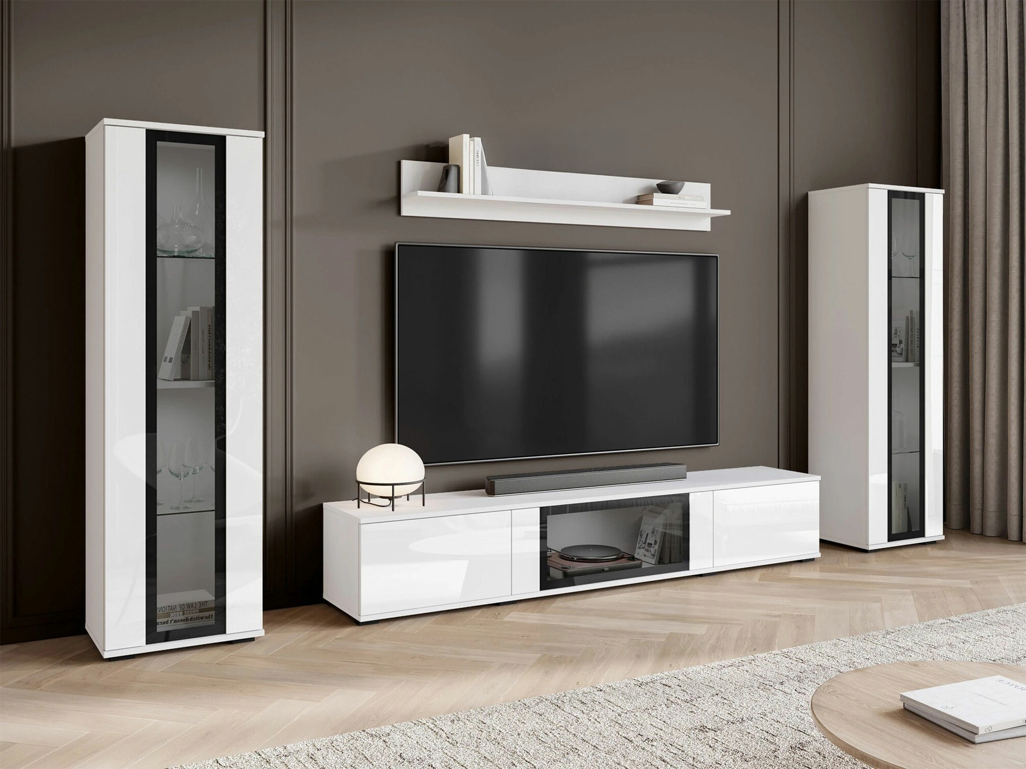 Set za dnevni boravak Torcame 103 (Bijela + Sjajno bijela)