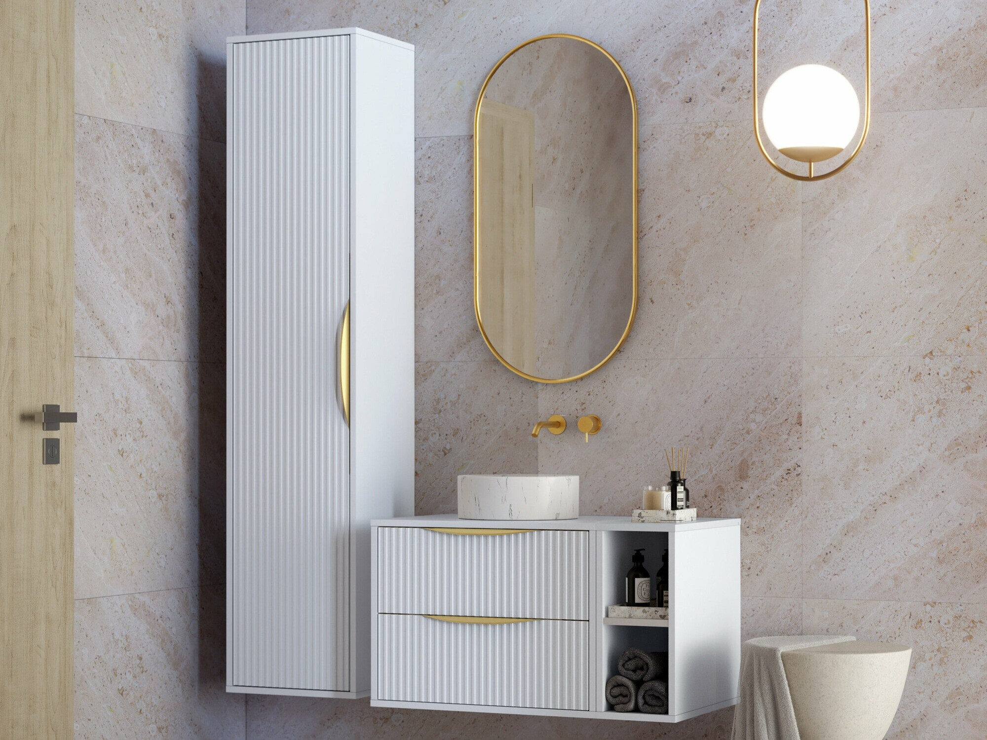 Zidni ormarić za umivaonik Burleson 162 (Bijela)