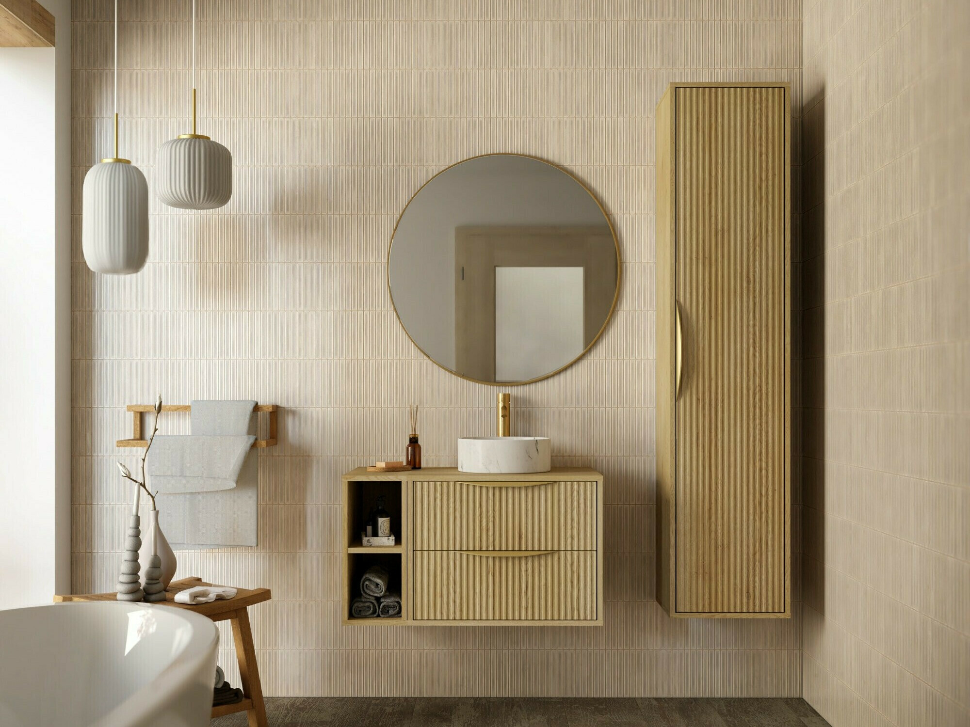 Zidni ormarić za umivaonik Burleson 162 (Hrast)