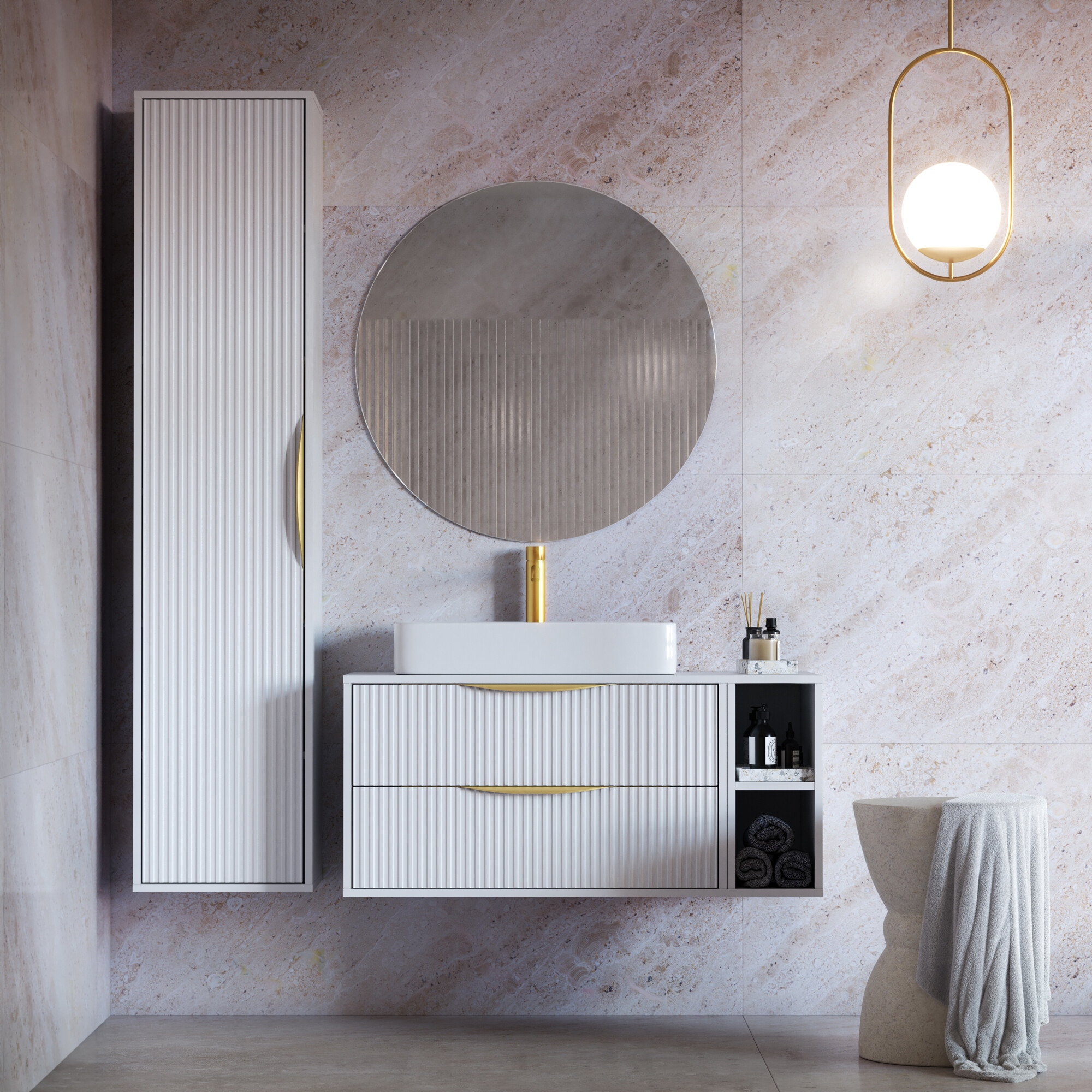 Zidni ormarić za umivaonik Burleson 163 (Bijela)