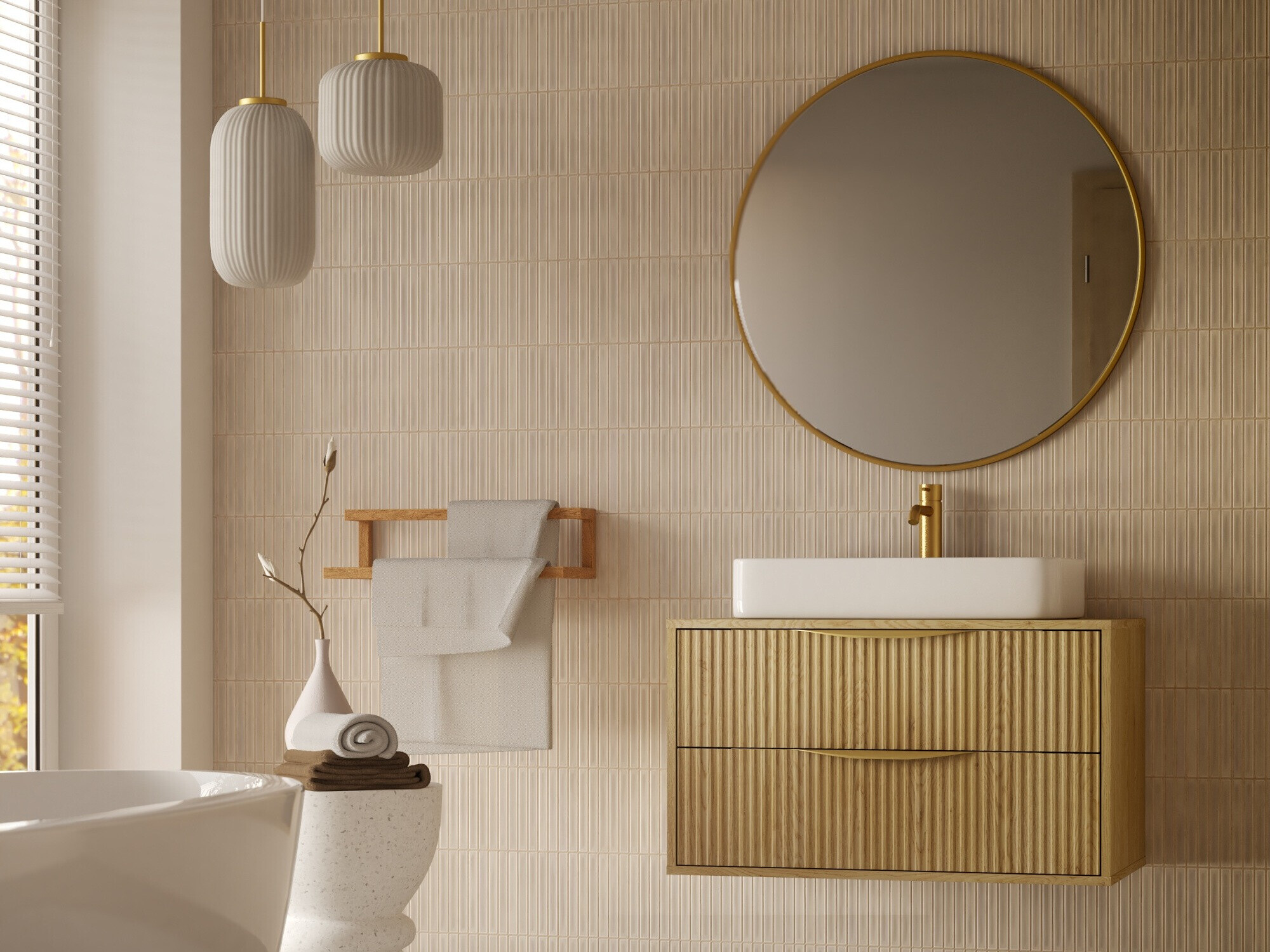 Zidni ormarić za umivaonik Burleson 163 (Hrast)