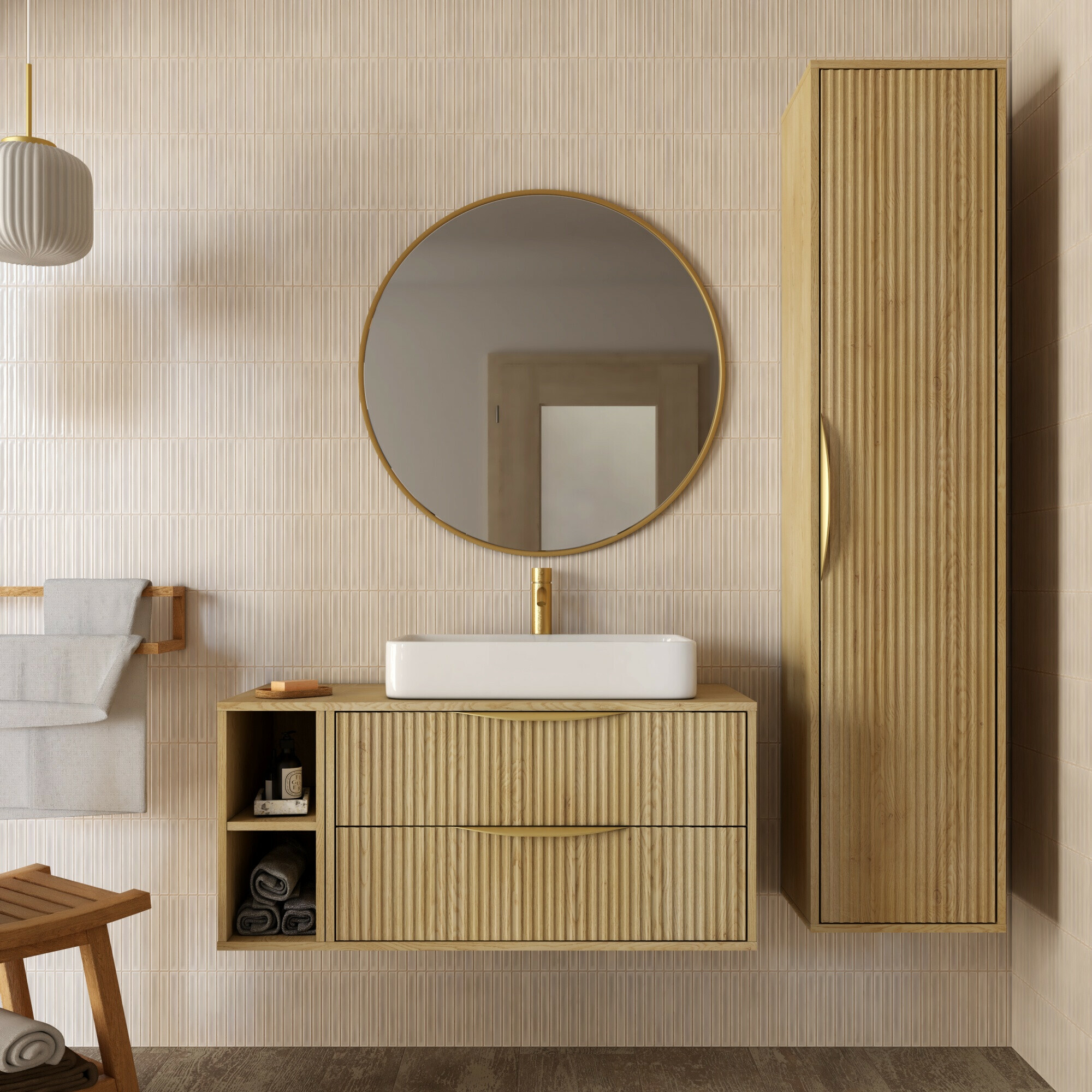 Zidni ormarić za umivaonik Burleson 163 (Hrast)