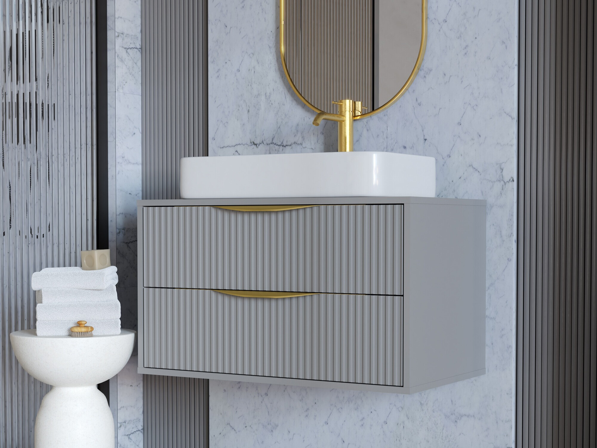 Zidni ormarić za umivaonik Burleson 163 (Siva)