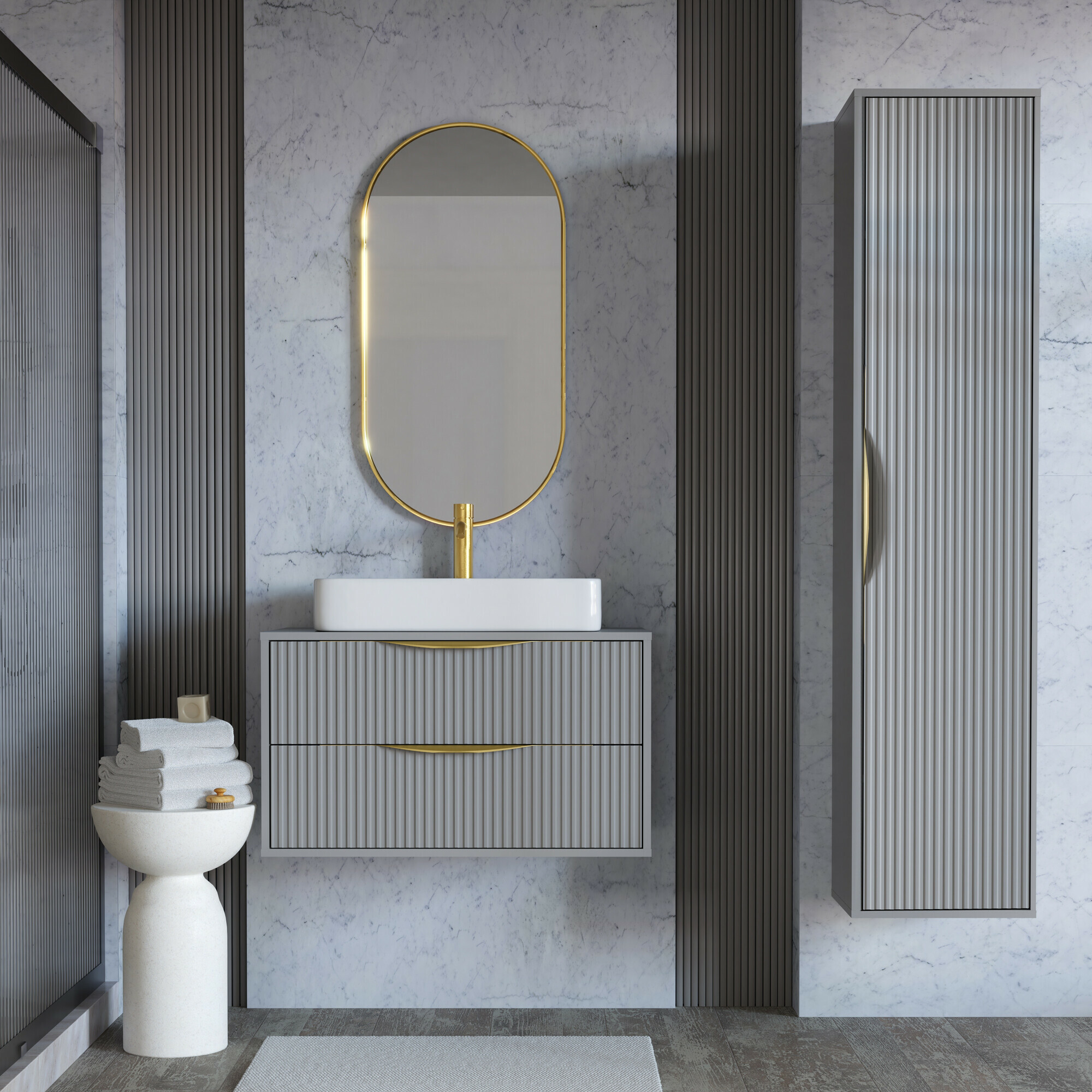 Zidni ormarić za umivaonik Burleson 163 (Siva)