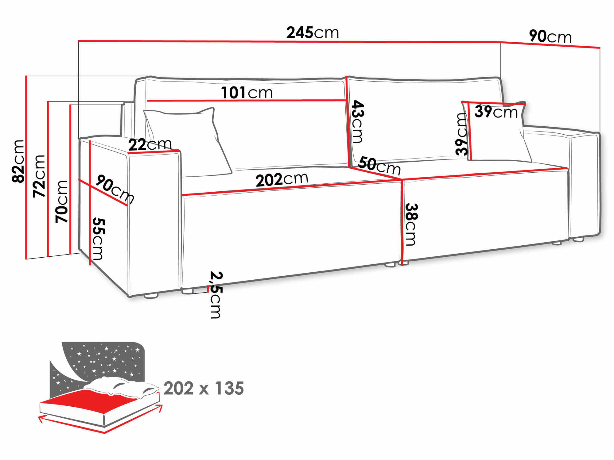 Kauč na razvlačenje Vespes (Poso 22)