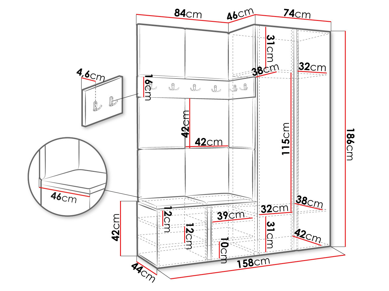 Set za hodnik Hartford 278 (Artisan hrast)