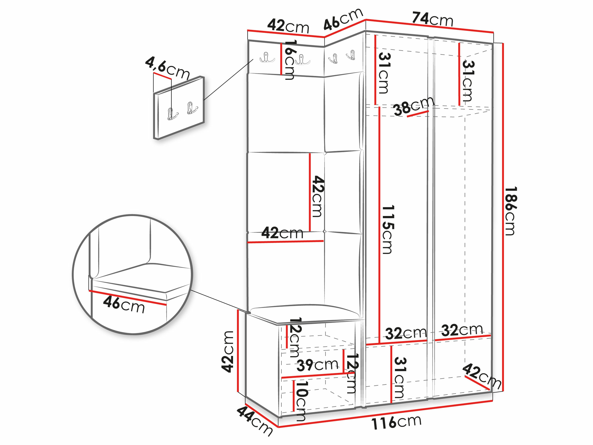 Set za hodnik Hartford 387 (Bijela)