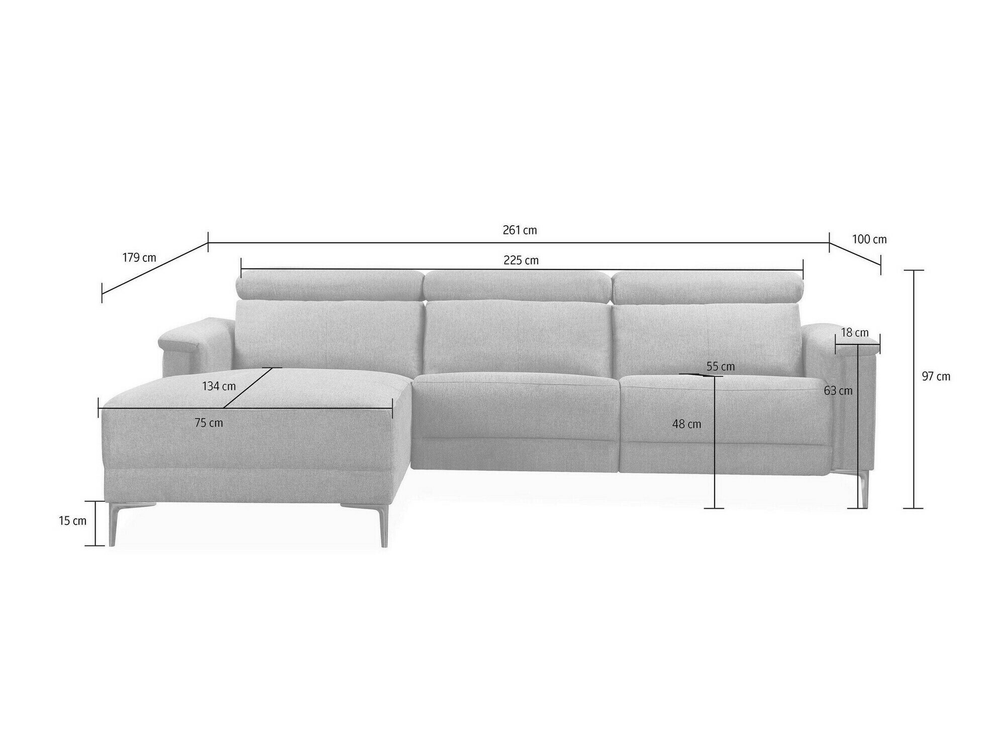 Podesiva kutna ganitura Denton 1474 (Siva)