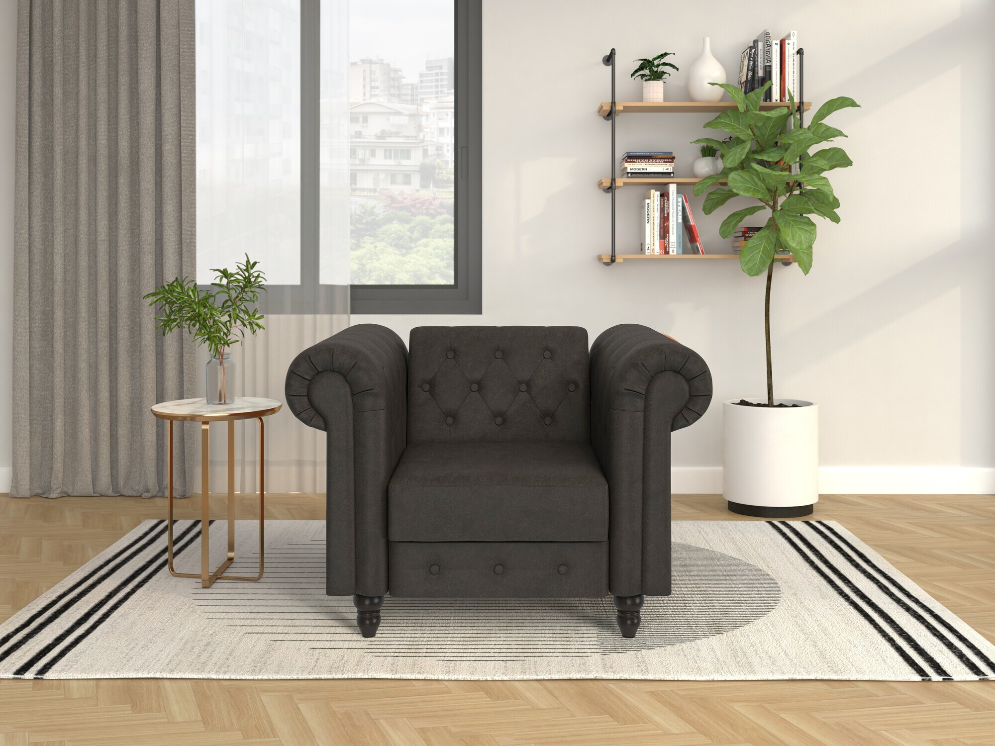 Chesterfield fotelja Tulsa 630 (Tamno smeđa)