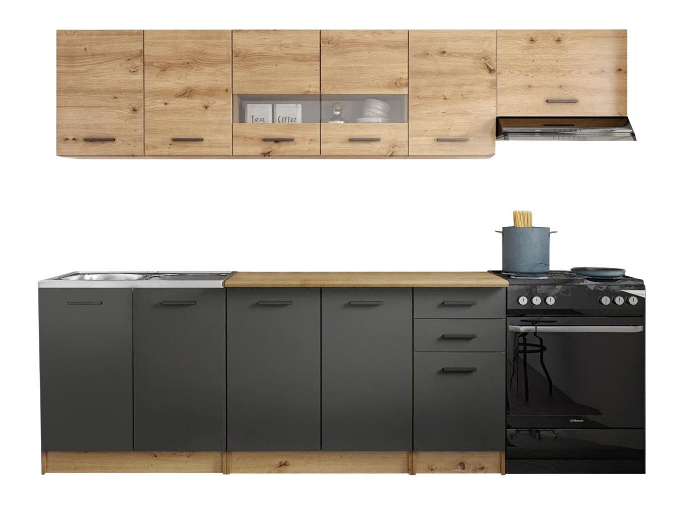 Kuhinjski set Houston 1182 (Hrast Artisan + Mat siva + Hrast Wotan)