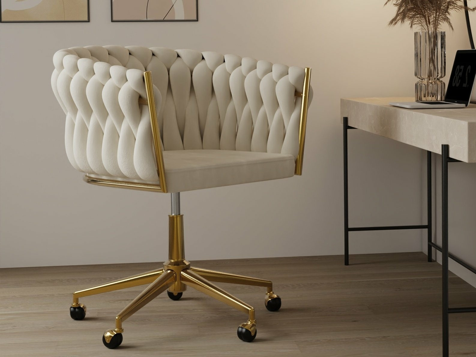 Uredska stolica Burleson 235 (Bež + Zlatna)