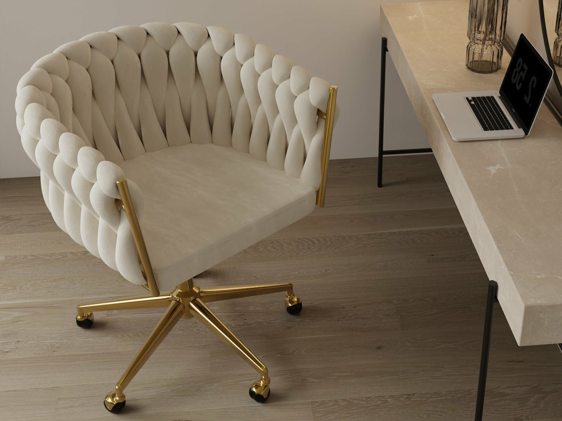 Uredska stolica Burleson 235 (Bež + Zlatna)